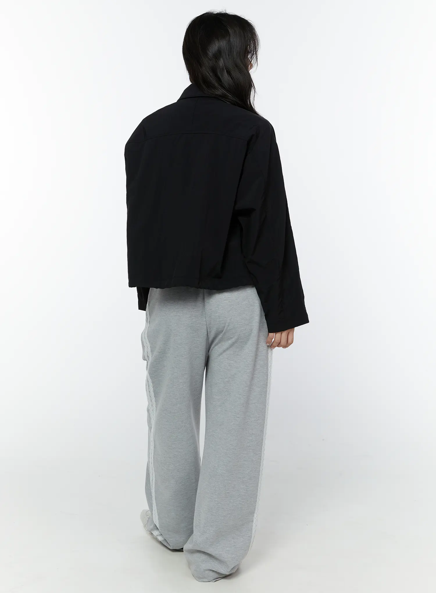 Lace Accent Wide-Leg Sweatpants IY507 - Image 7