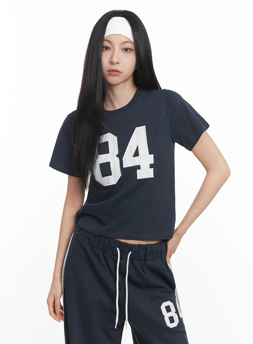 Lace Embroidered "84" Graphic Tee IY516 - Image 7