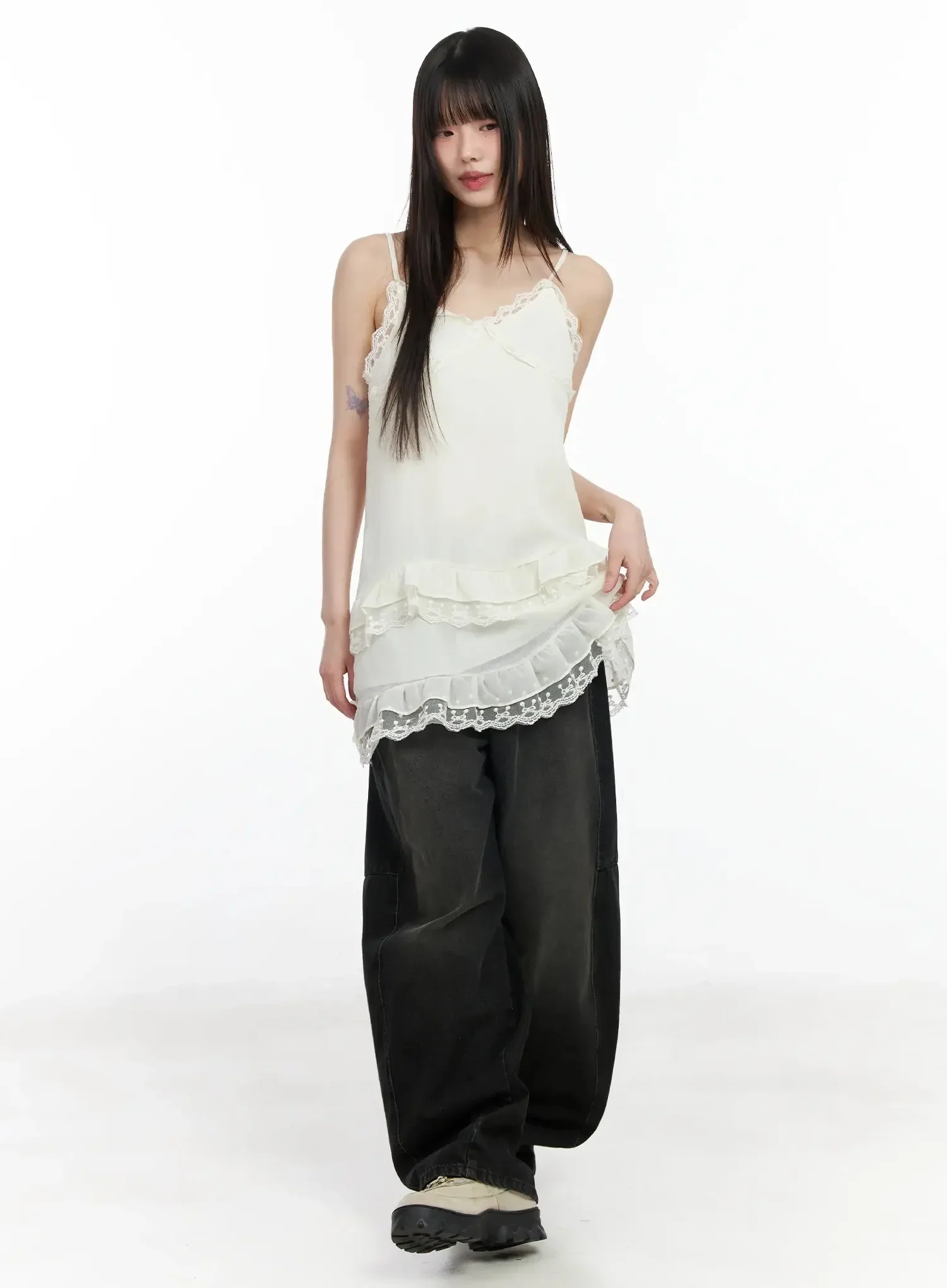 Lace Frill Long Tank Top IM530 - Image 11