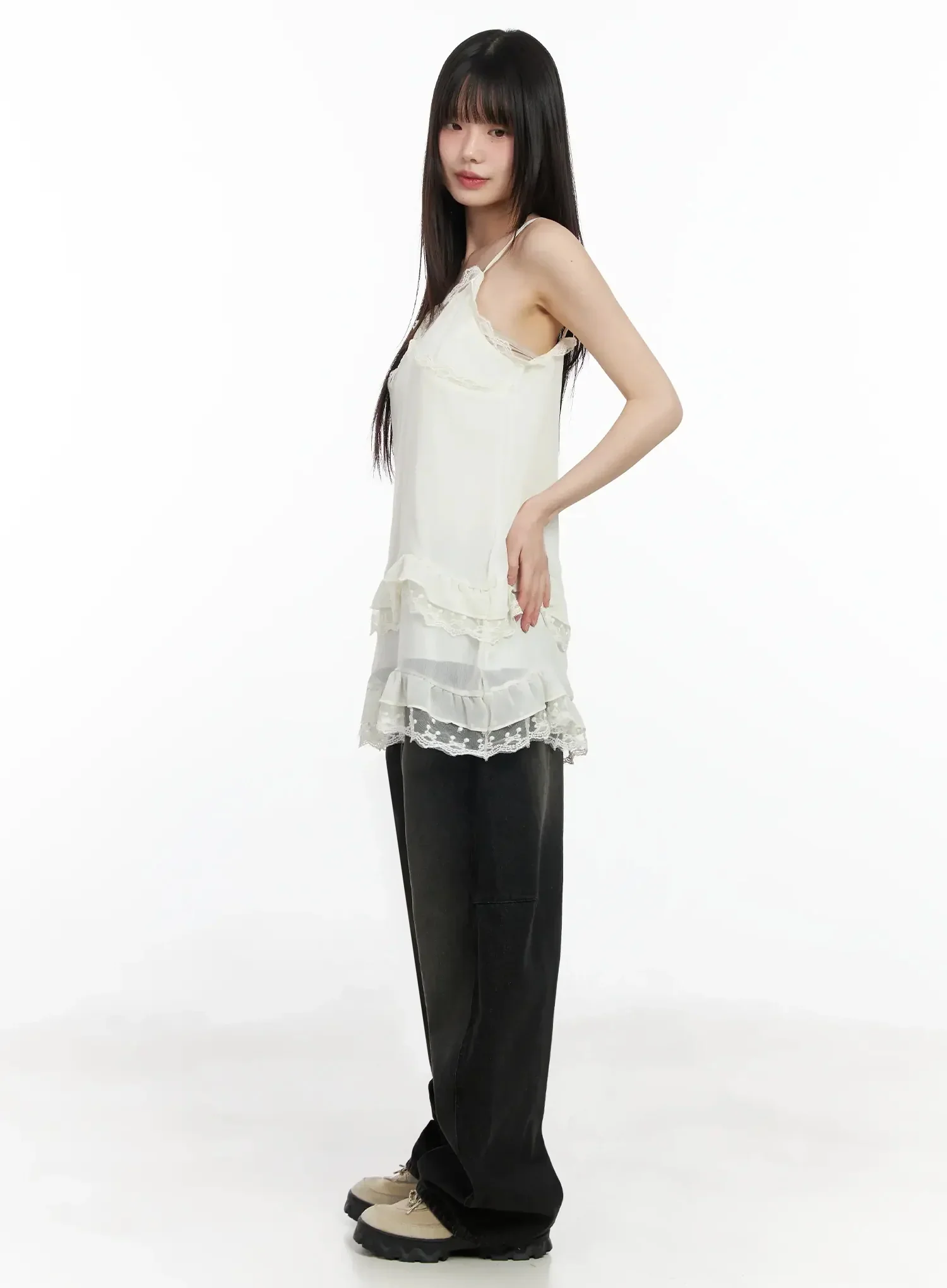Lace Frill Long Tank Top IM530 - Image 12