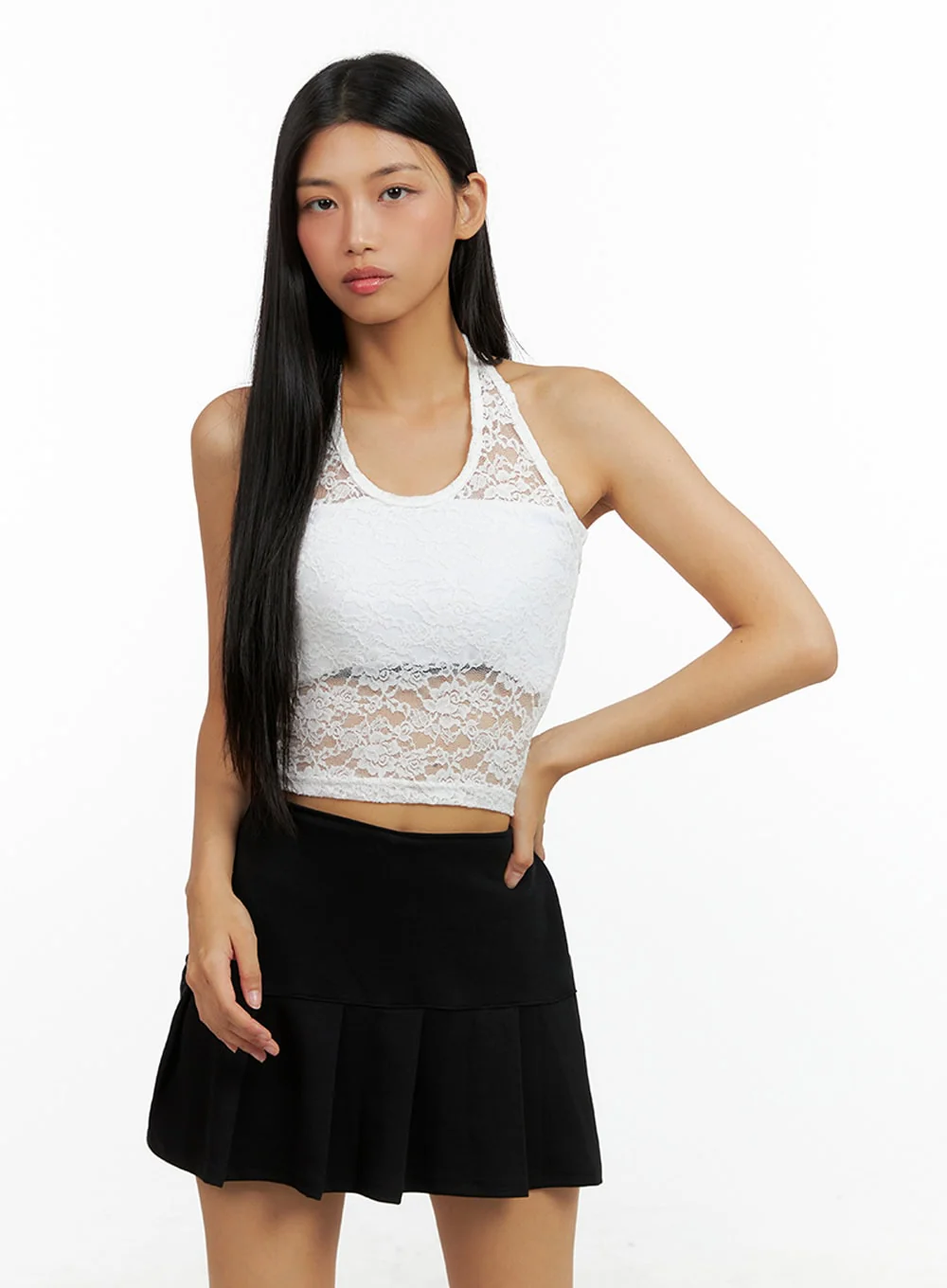 Lace Halter Crop Sleeveless Top IL419 - Image 2
