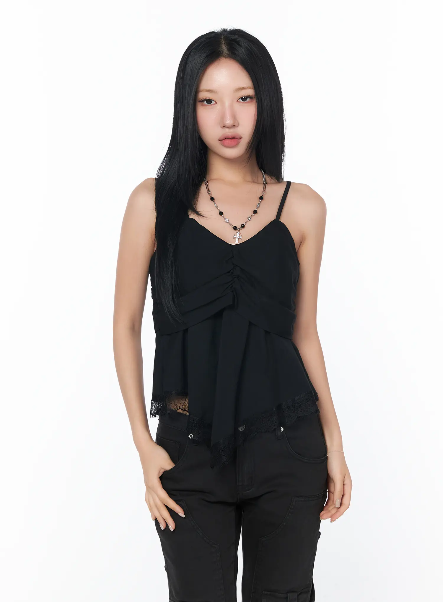 Lace Hem Crop Tank CY513 - Image 12