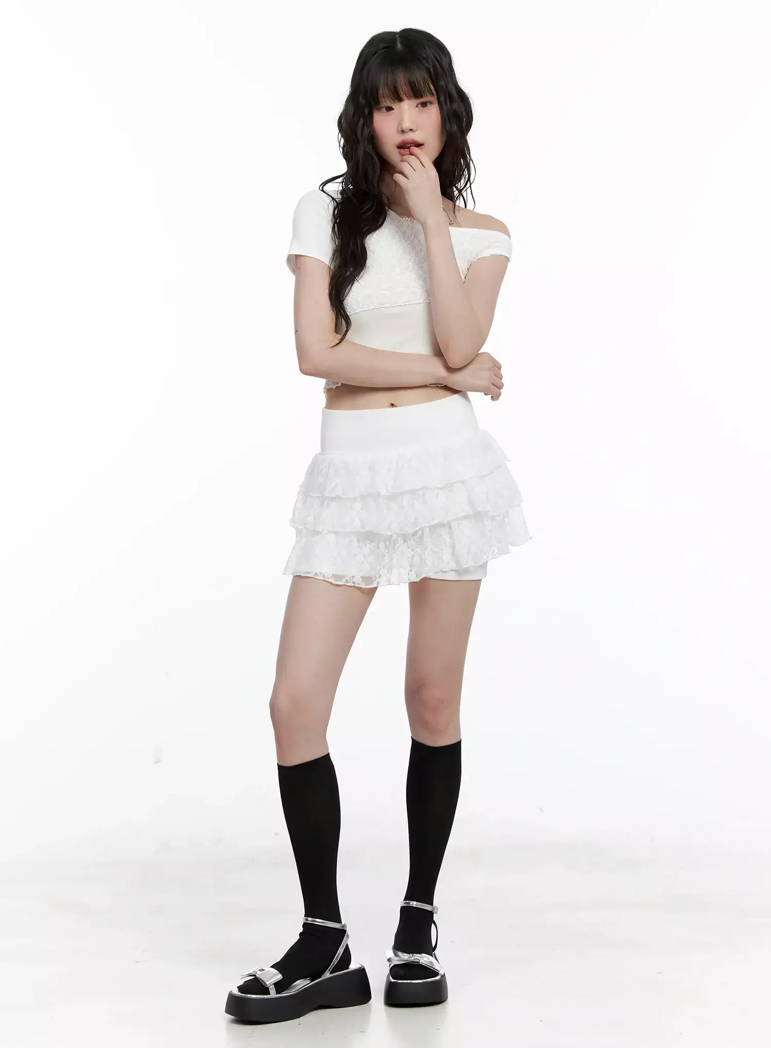 Lace Tiered Ruffle Skirt IL531 - Image 9