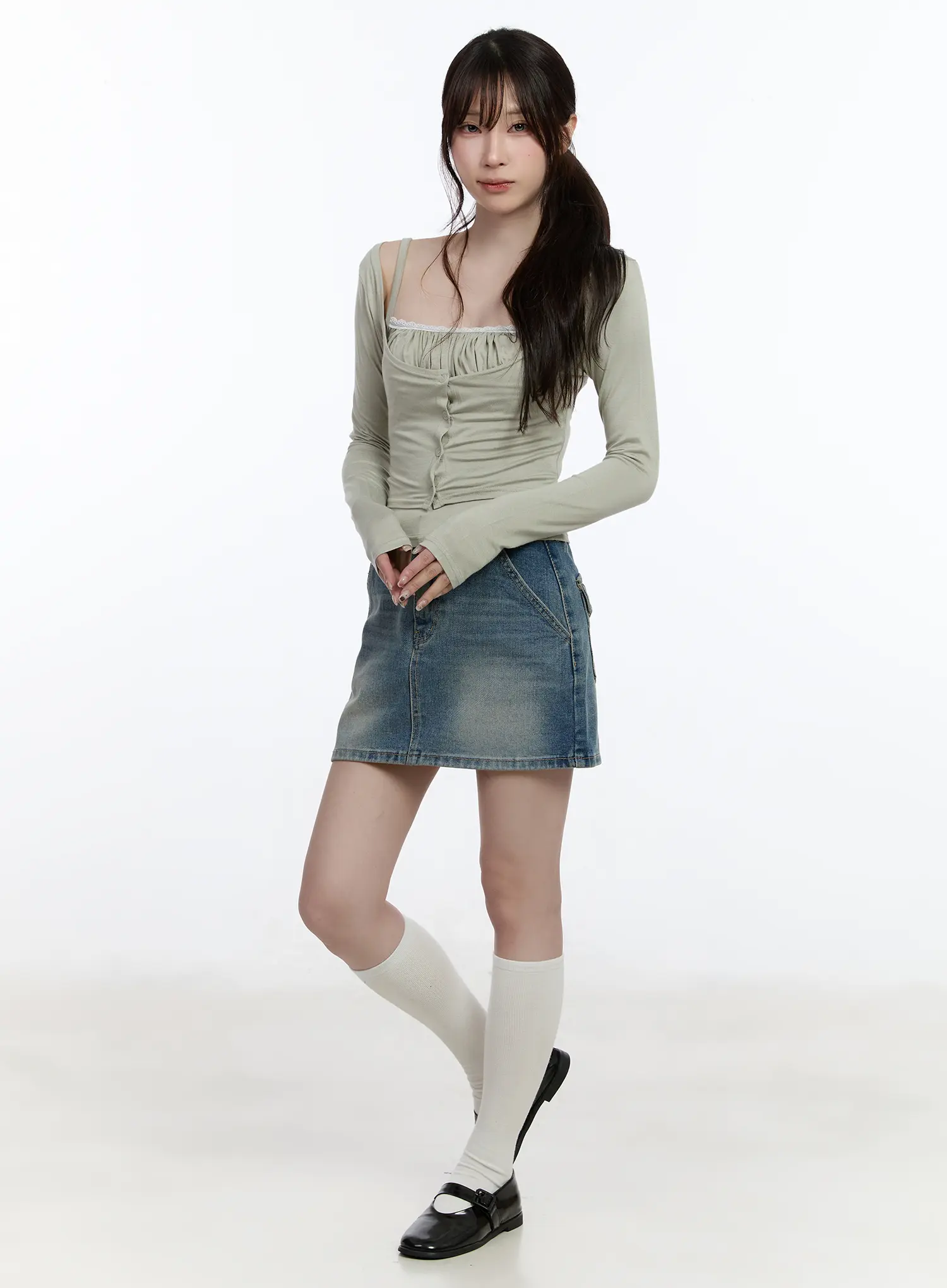 Lace Trim Cami Top and Square Neck Cardigan Set CA502 - Image 3
