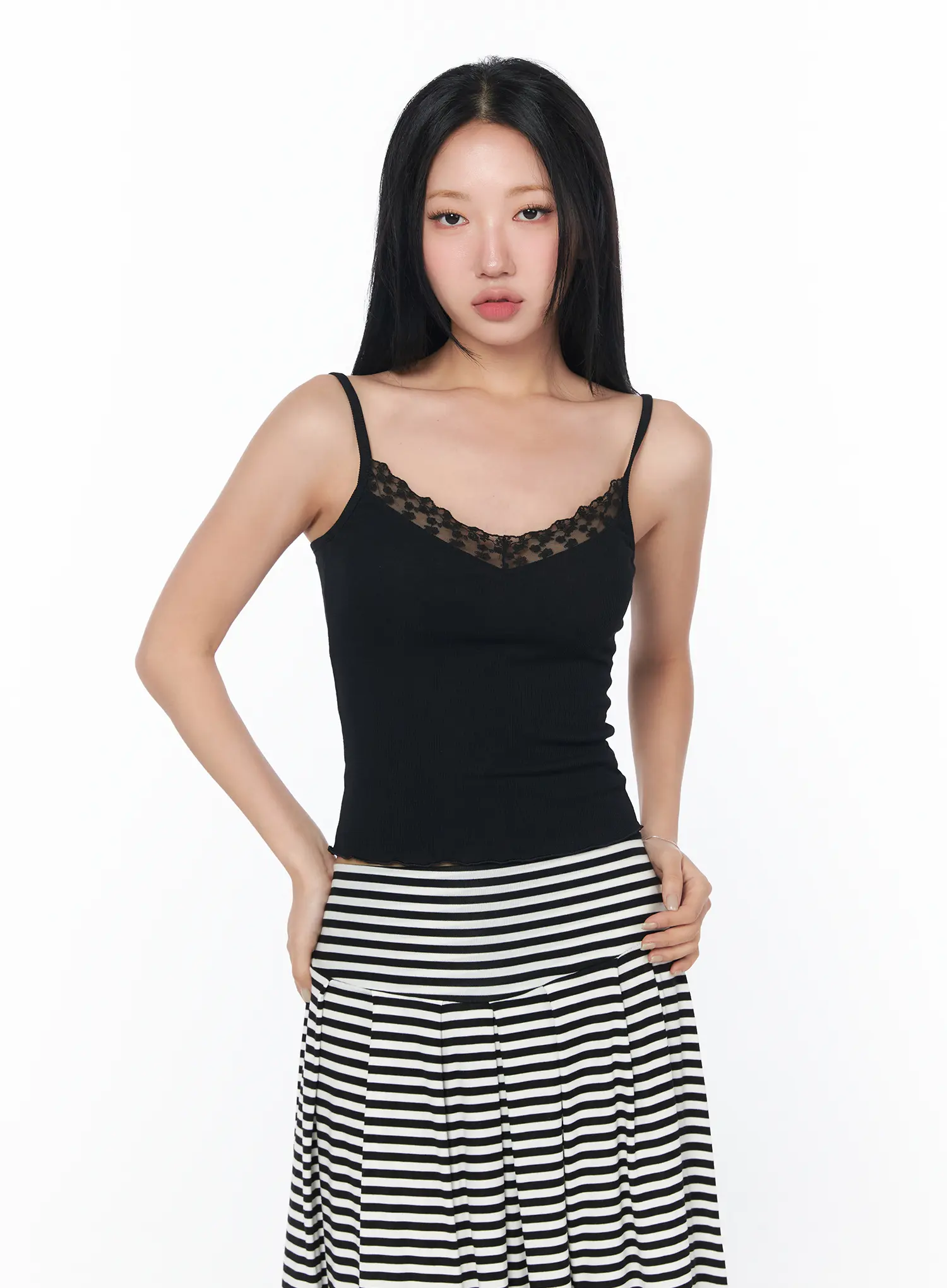 Lace-Trim Ribbed Cami CY512 - Image 10