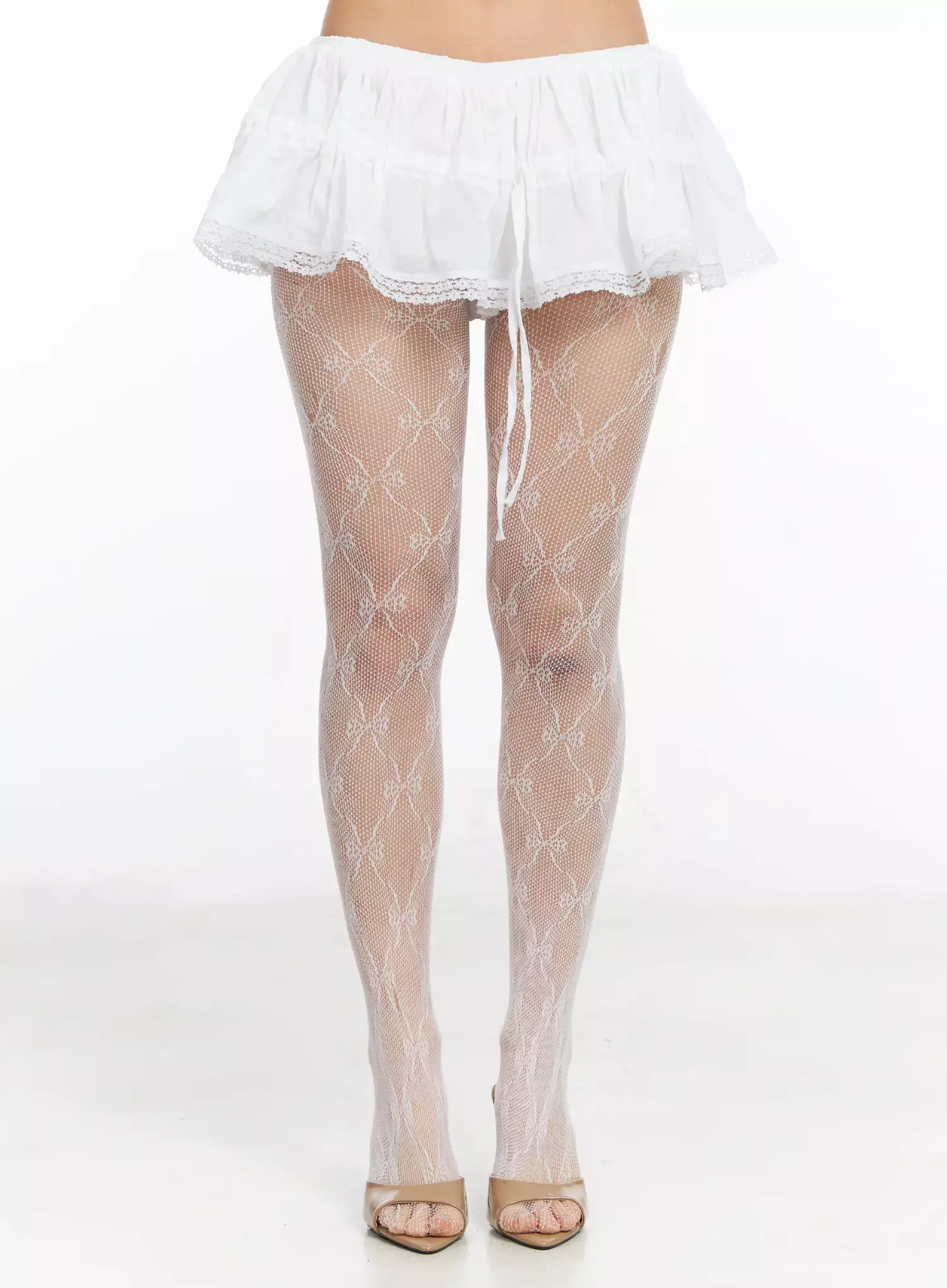 Lace Trim Ribbon Mini Skirt IA507