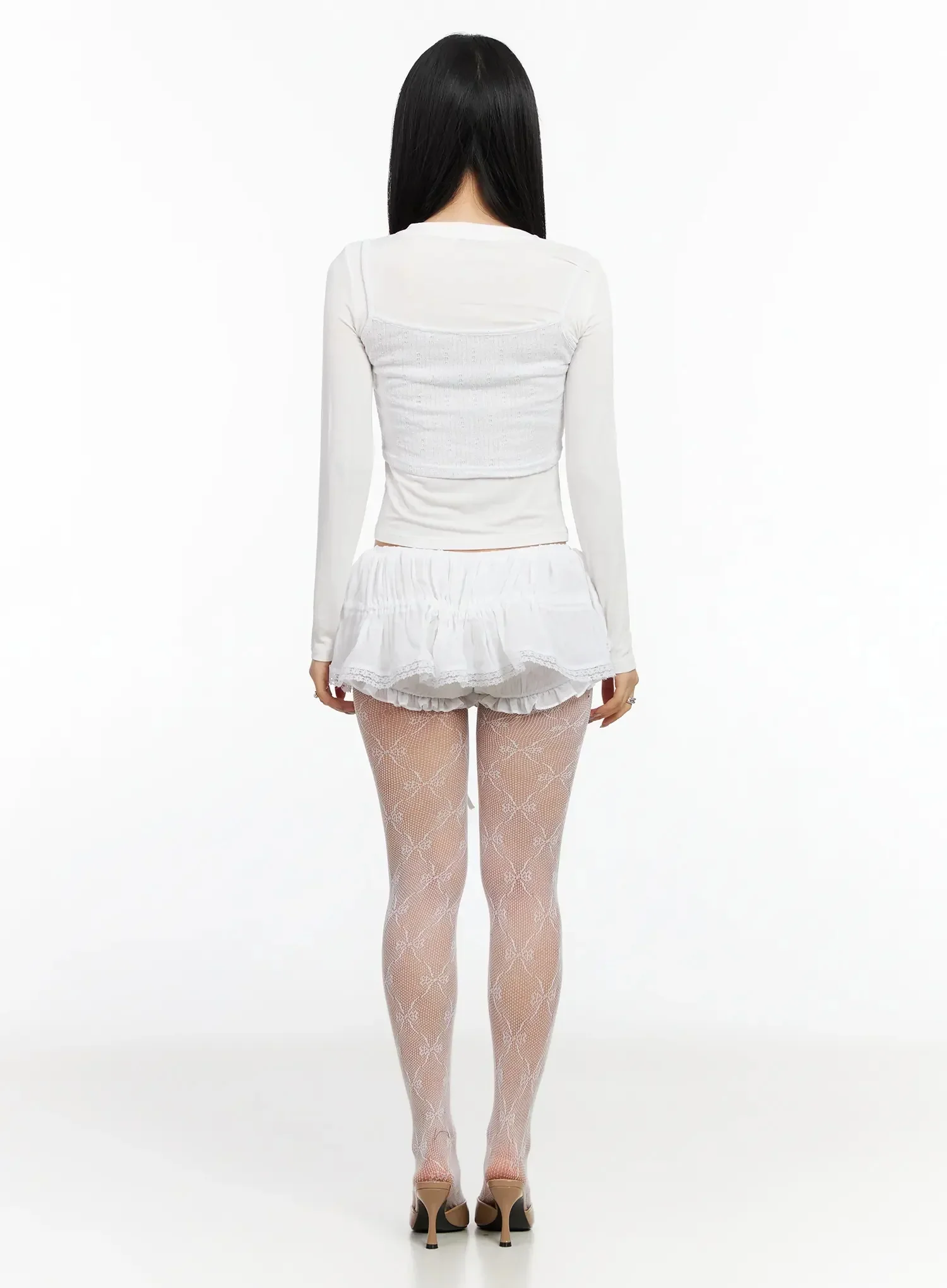 Lace Trim Ribbon Mini Skirt IA507 - Image 9