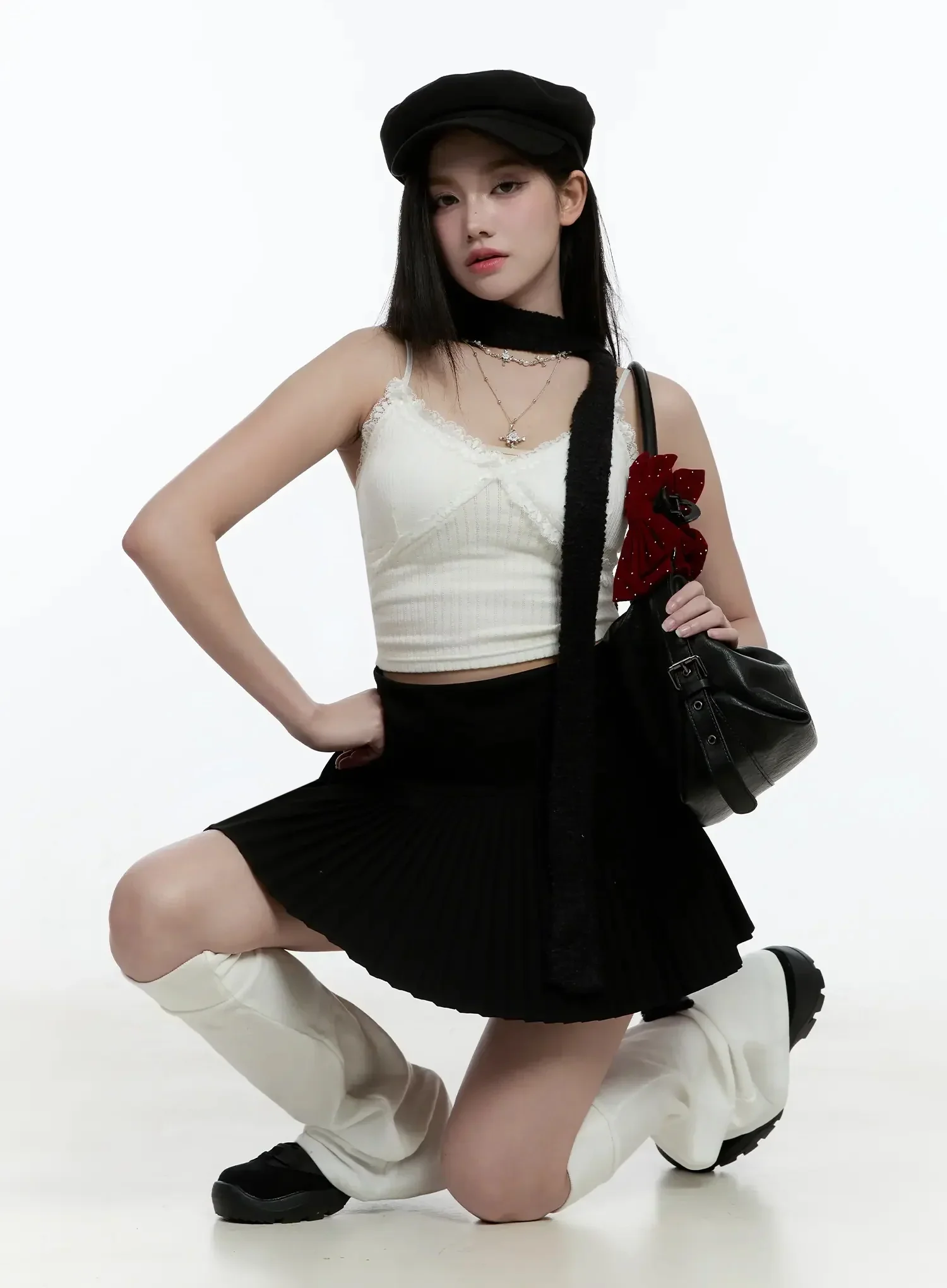 Lace Trim Sleeveless Top IO527