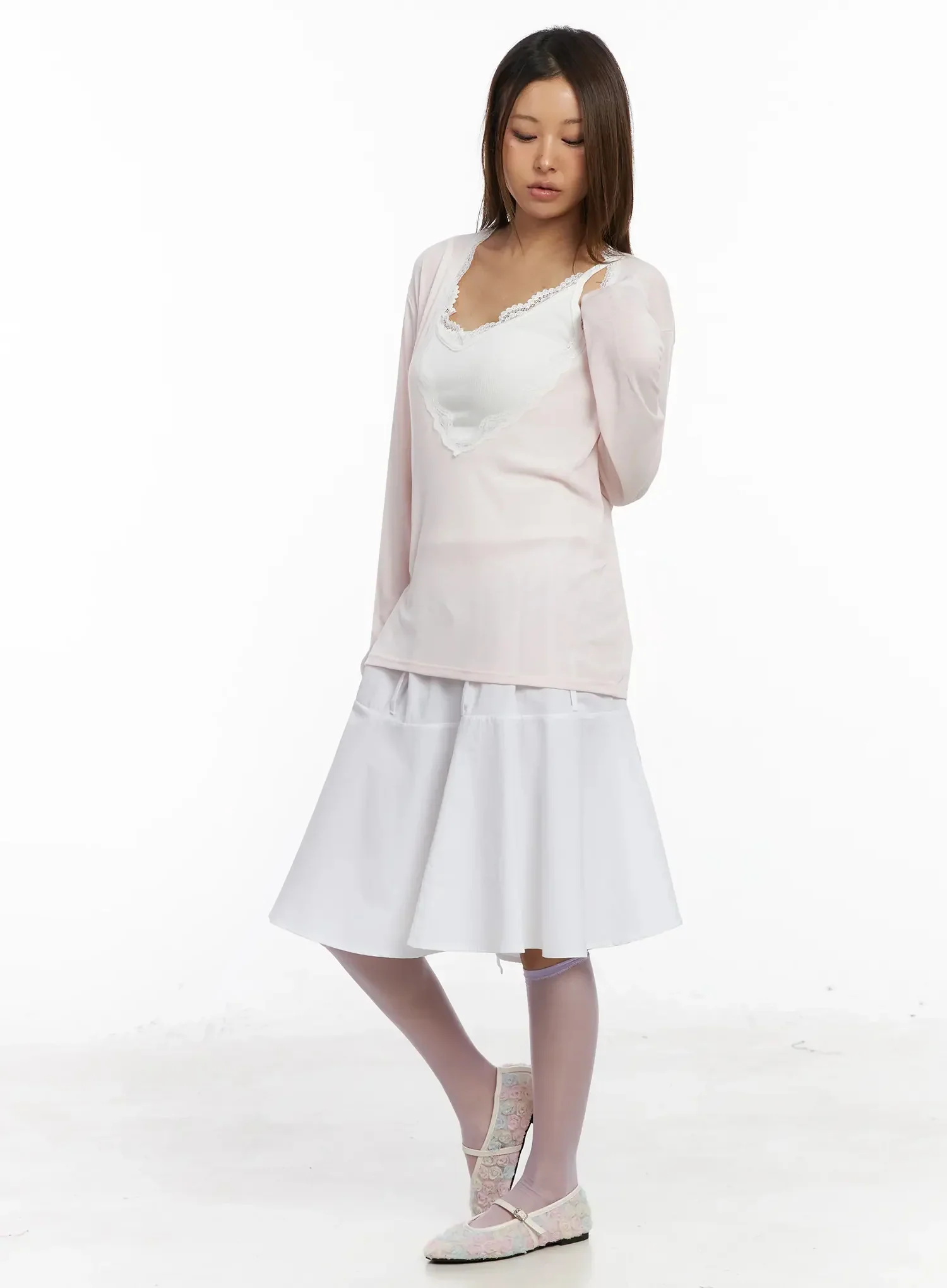 Lace Trim V-Neck Relaxed Top IY504 - Image 7