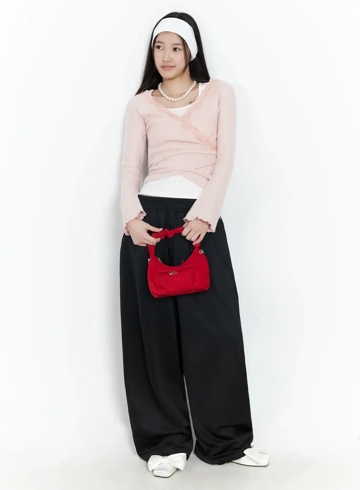 Lace Trim V-Neck Wrap Top IM506 - Image 5