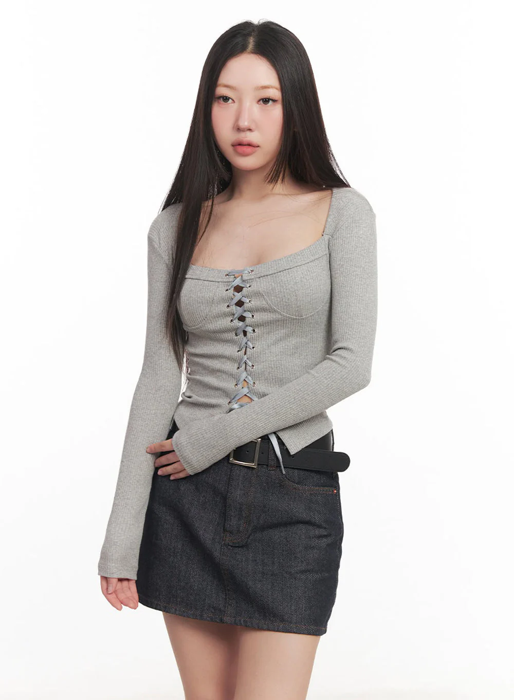 Lace-Up Corset Cardigan Top IM528 - Image 6