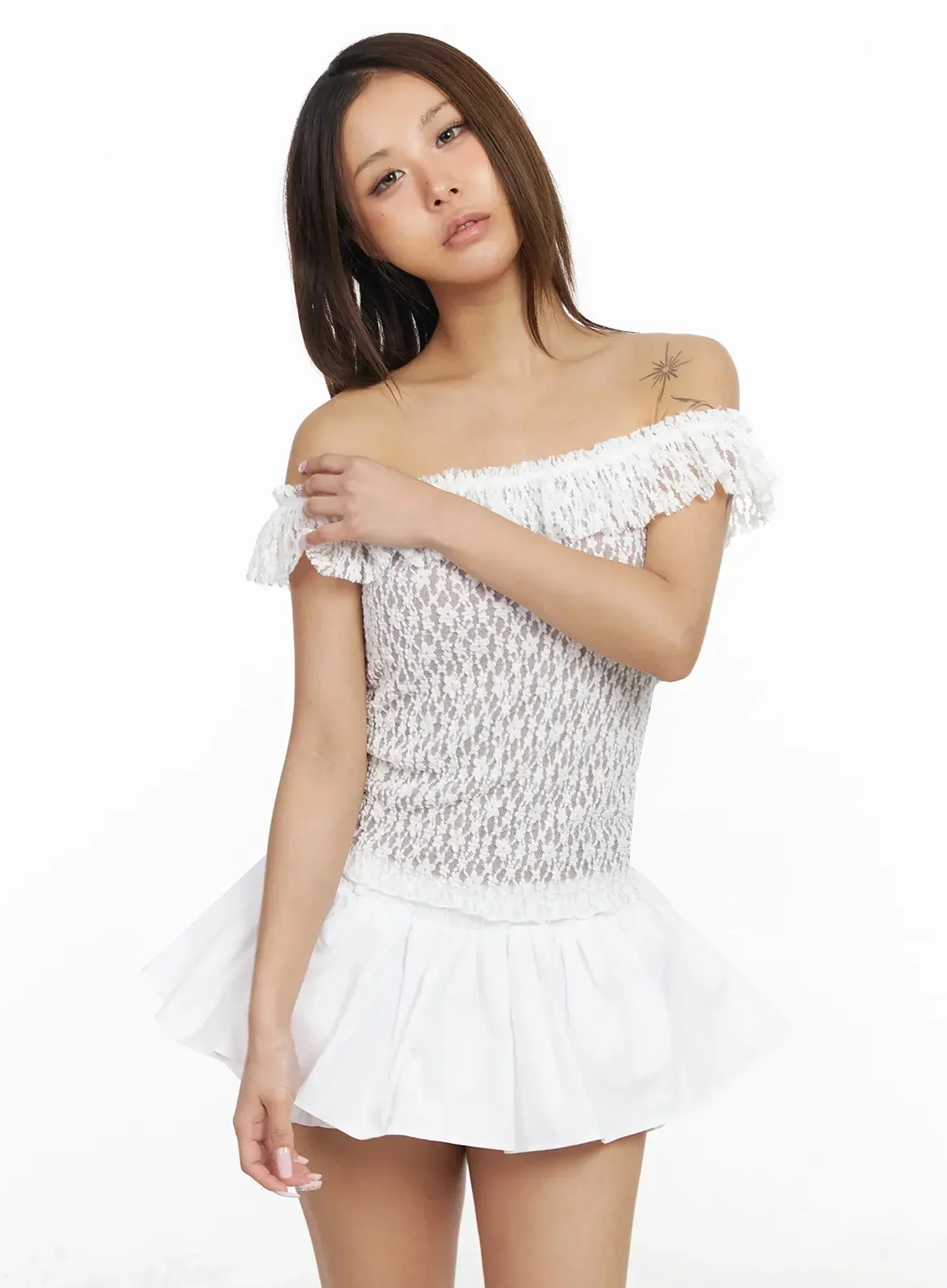 Laced Off-Shoulder Top IA527 - Image 7