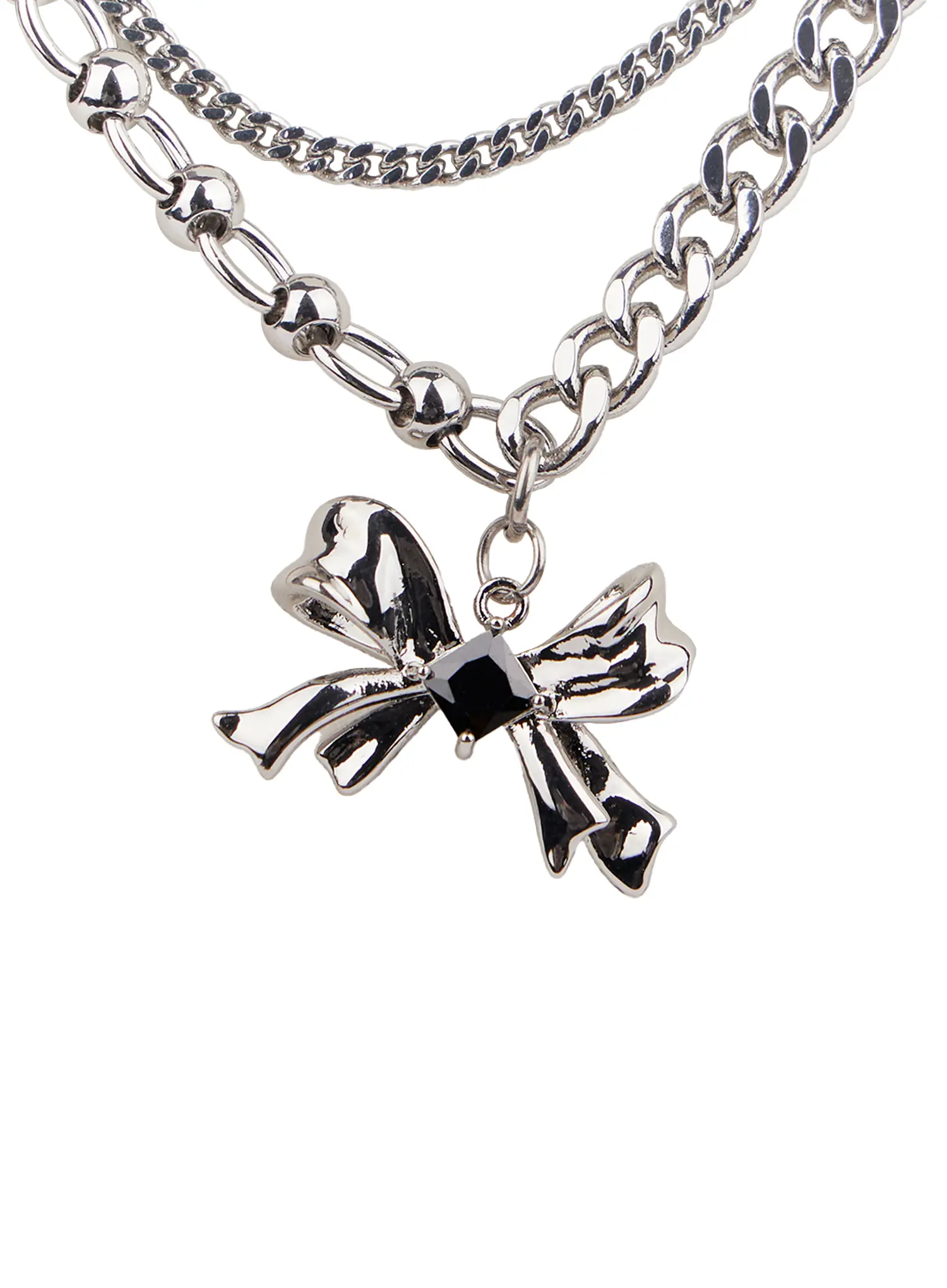 Layered Bow Charm Necklace CM505 - Image 4