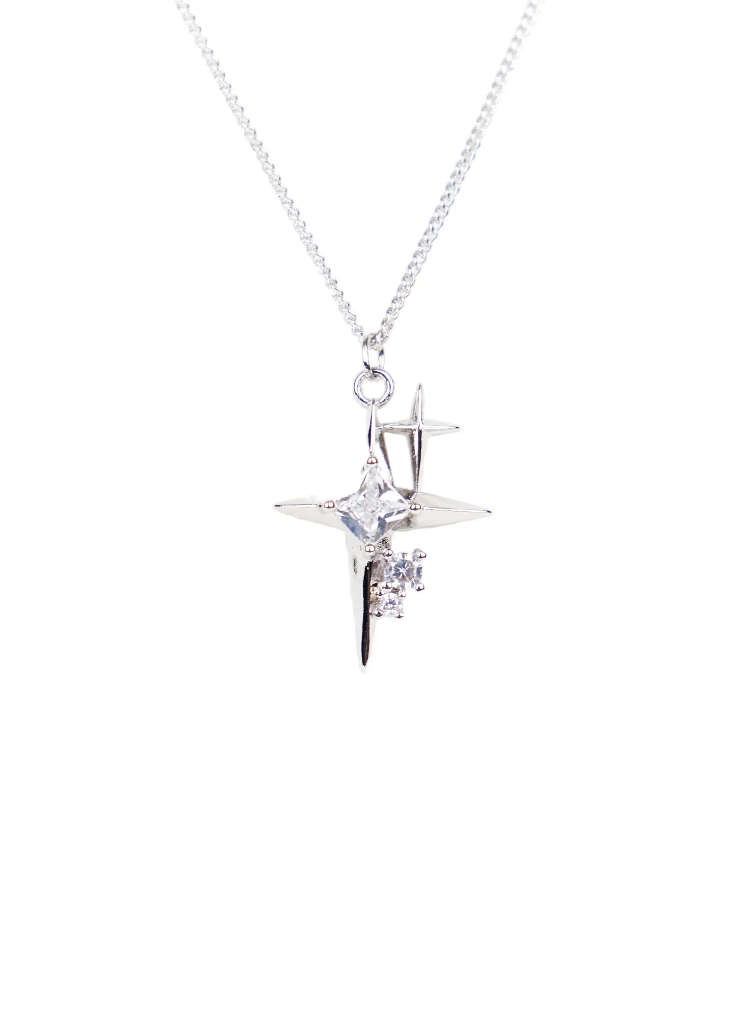 Layered Cross Cubic Necklace CA527 - Image 4