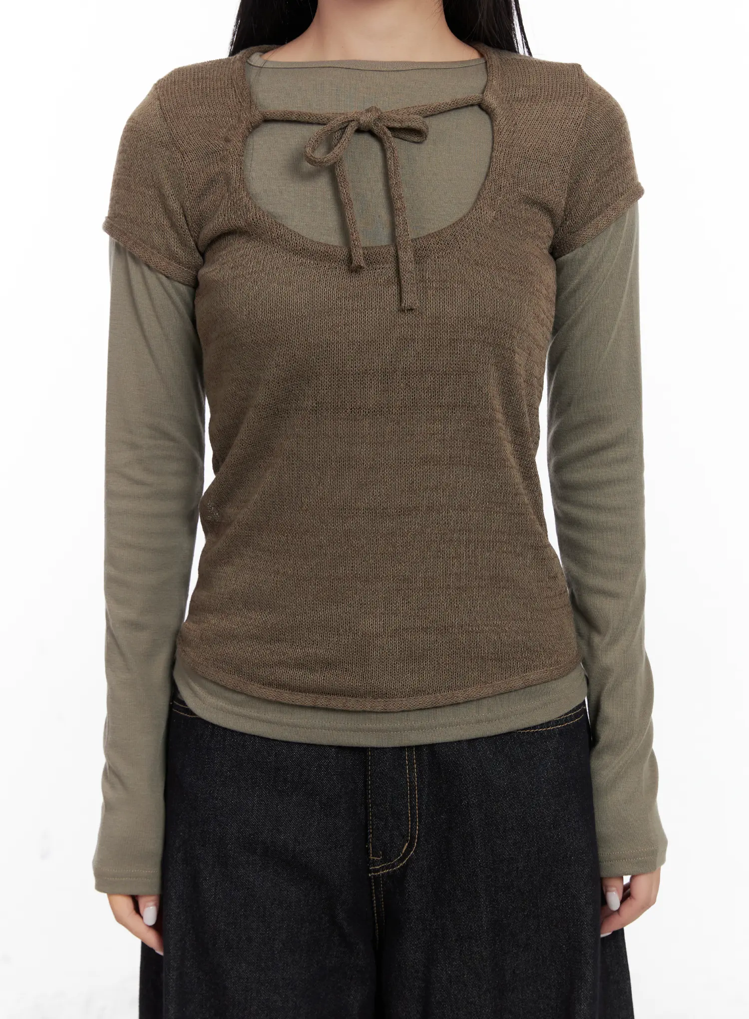 Layered Knit Tie Top Set CD501 - Image 6