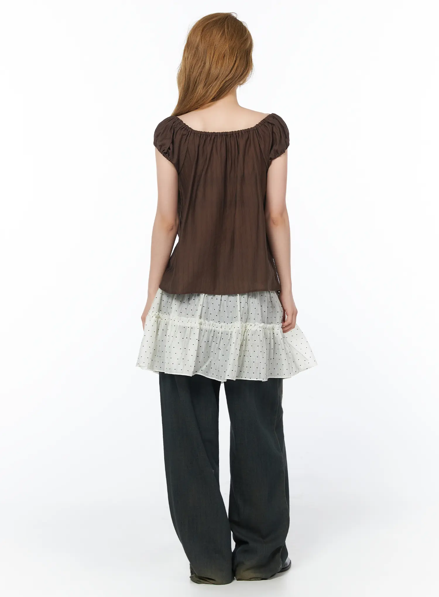 Layered Sheer Polka Dot Midi Skirt CY505 - Image 7