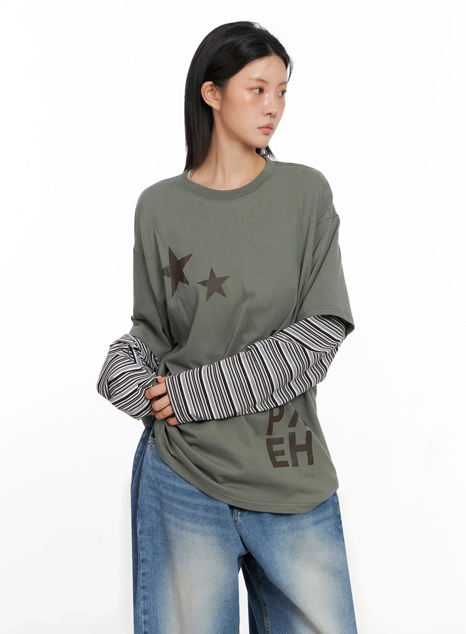 Layered Star Print Long Sleeve Tee IS515 - Image 6
