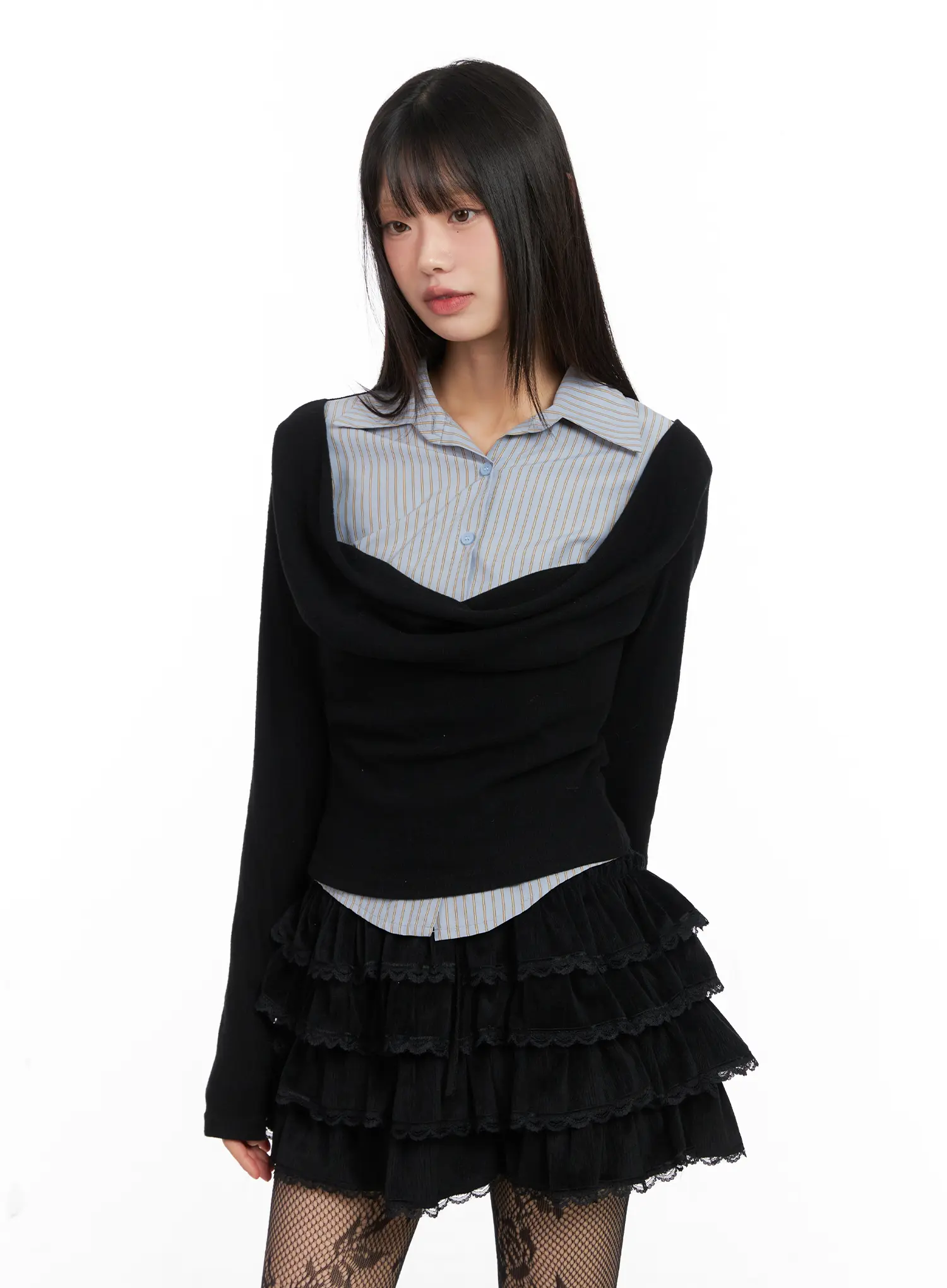 Layered Striped Long Sleeve Top CN520 - Image 10