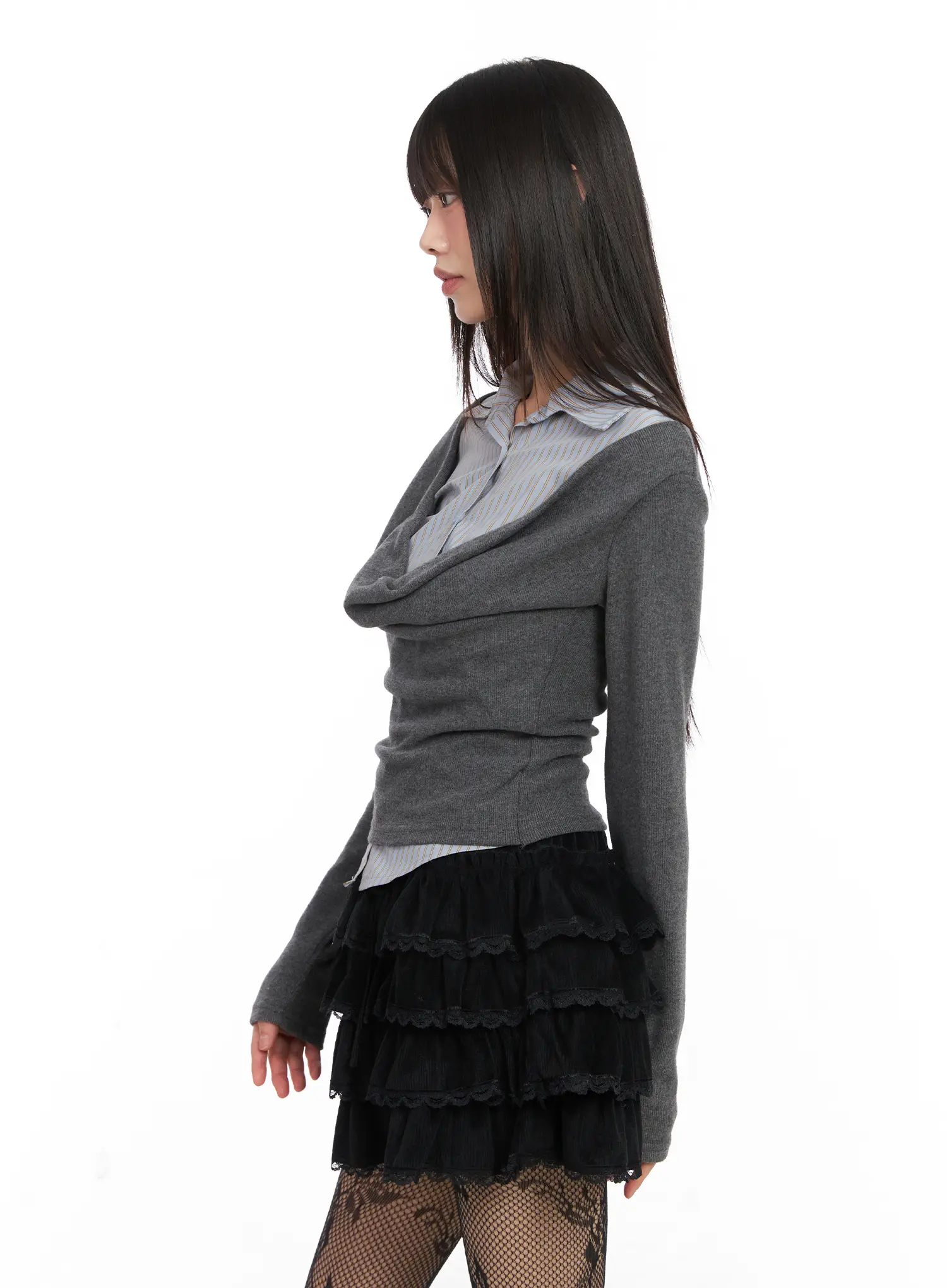 Layered Striped Long Sleeve Top CN520 - Image 6