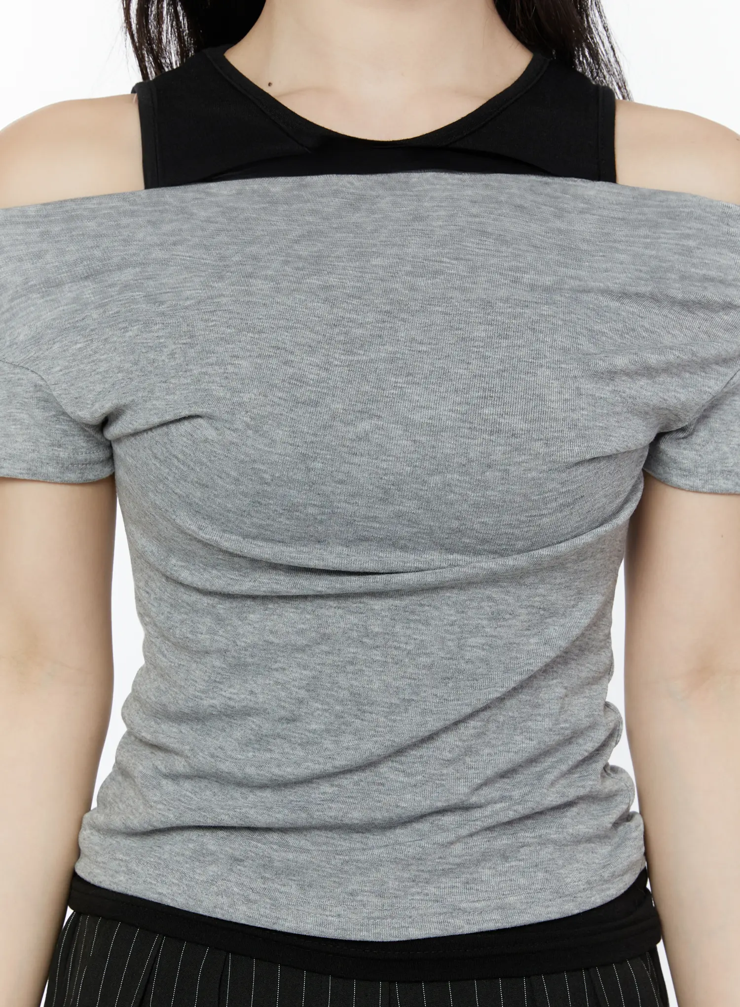 Layered Tank Off-Shoulder Tee IY511 - Image 4