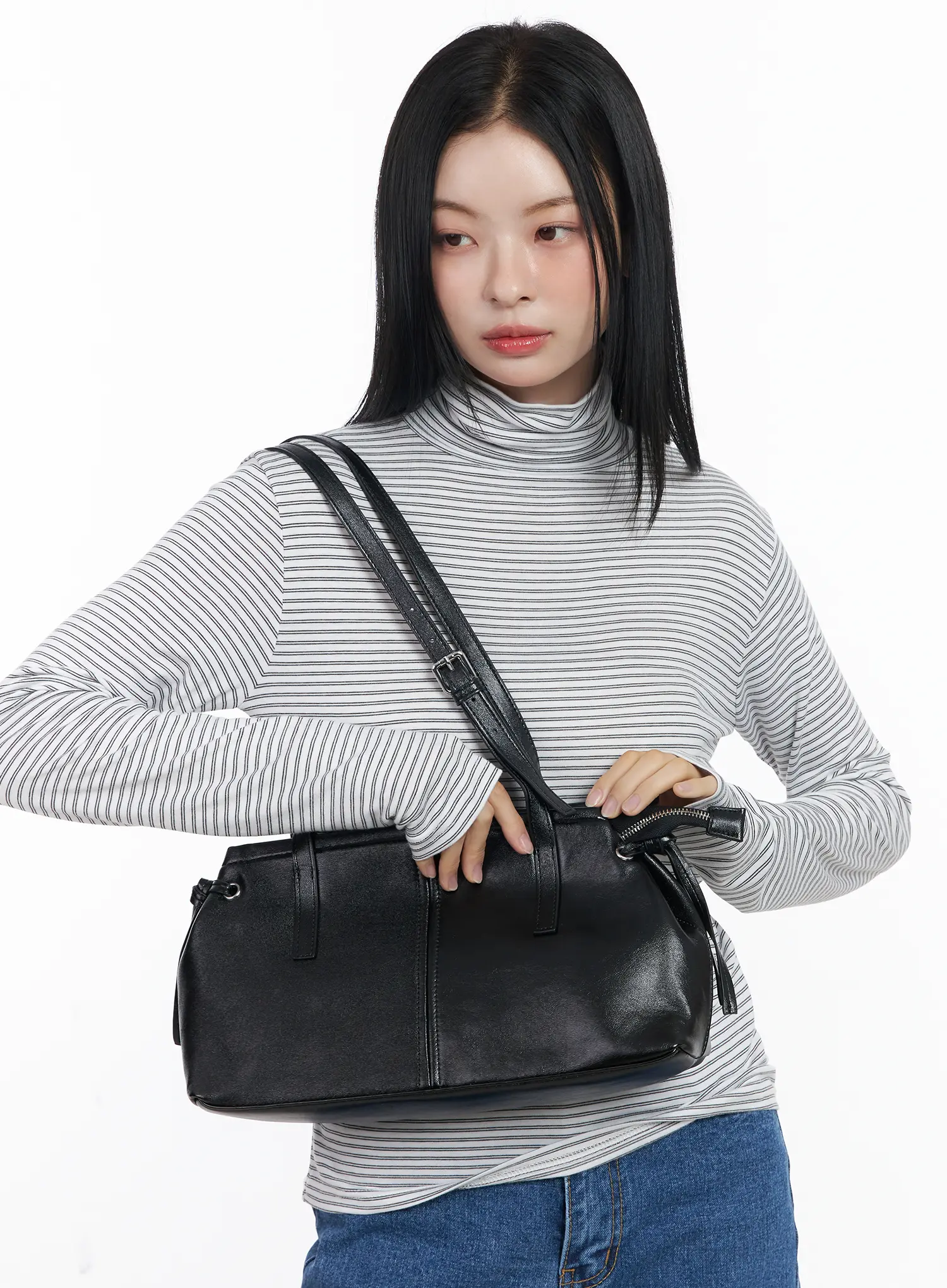 Leather Buckle Strap Shoulder Bag CJ520 - Image 3