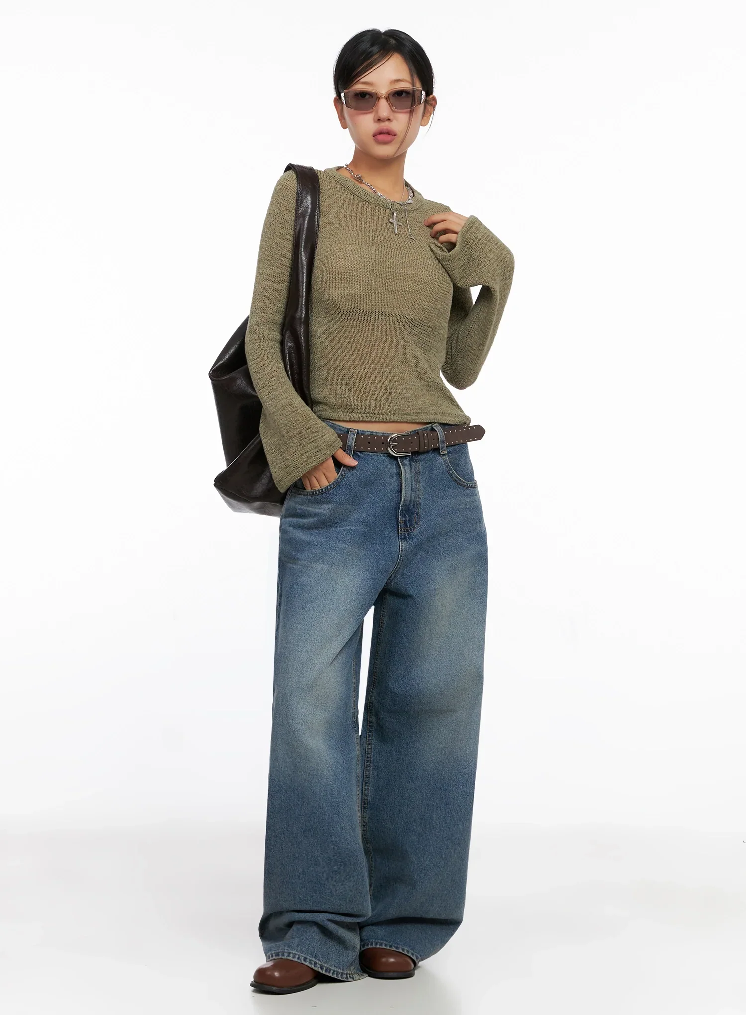 Lilah Wide-Leg Washed Jeans IG527 - Image 15