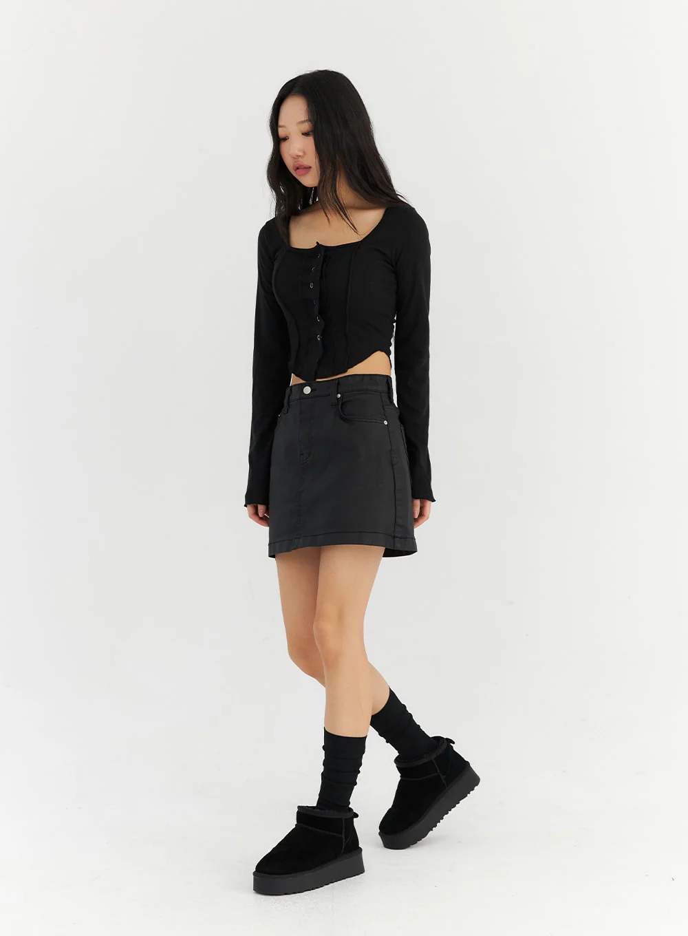 Long Sleeve Square Neck Crop Tee CN303 - Image 3