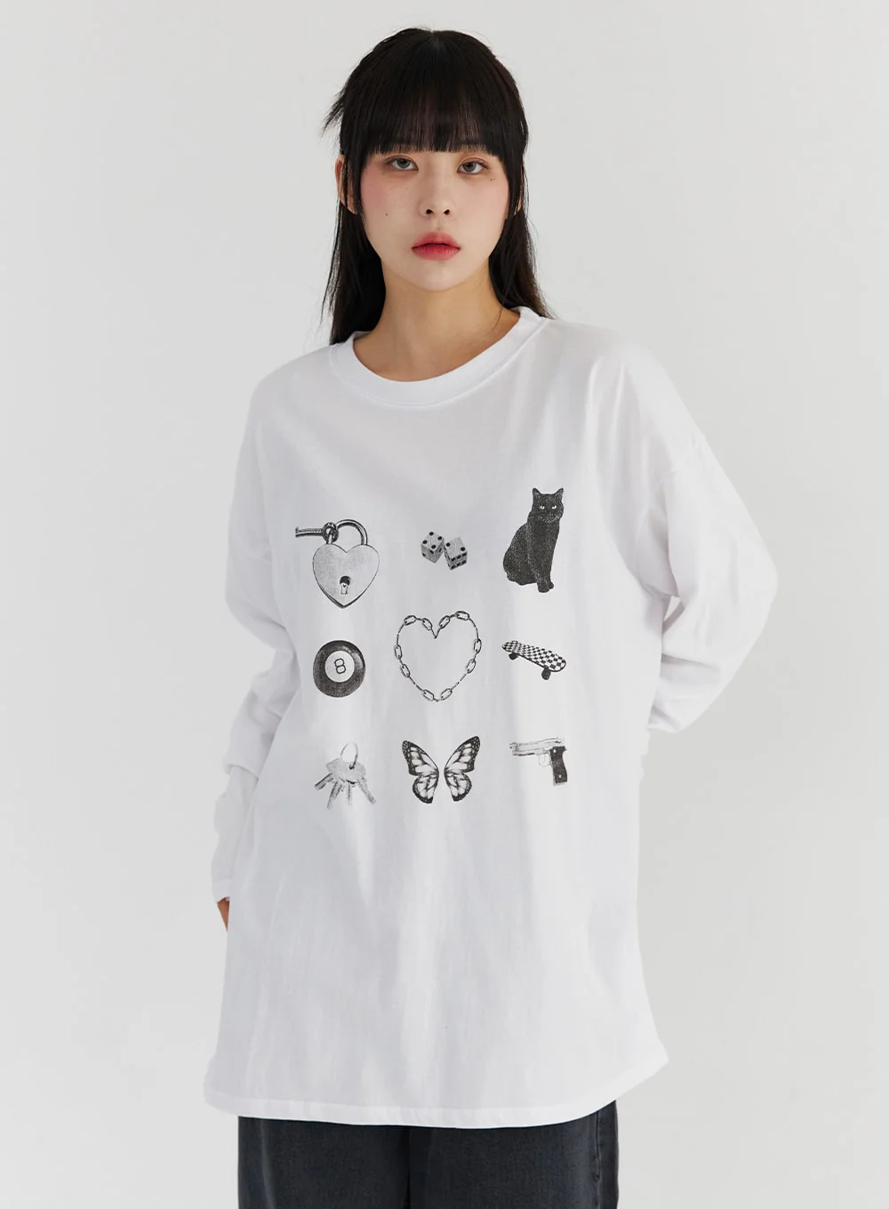 Loose Fit Cute Print Tee CS327