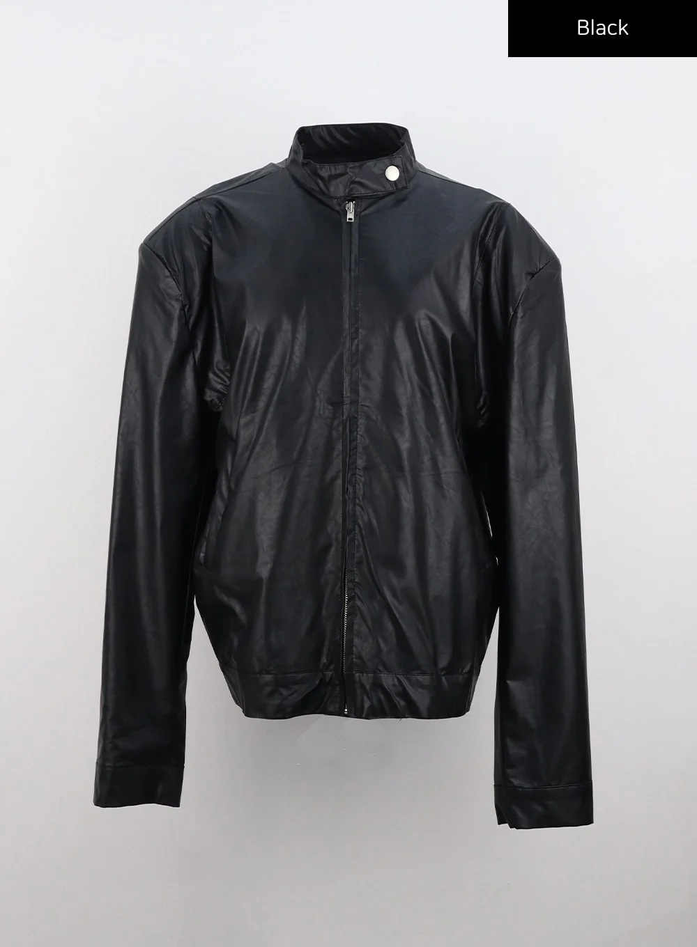 Loose Fit Faux Leather Jacket CO323 - Image 11