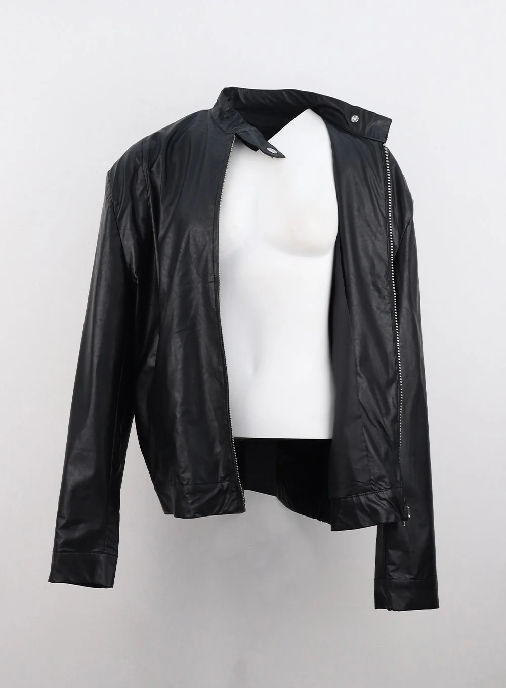 Loose Fit Faux Leather Jacket CO323 - Image 12