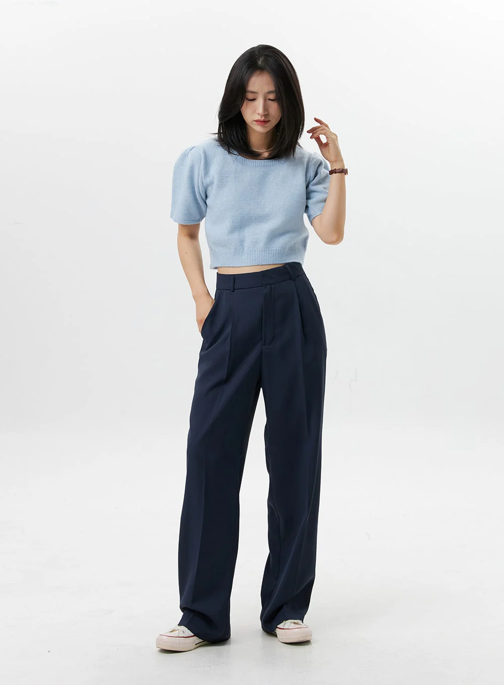 Loose-Fit Pintuck Pants OG318 - Image 7