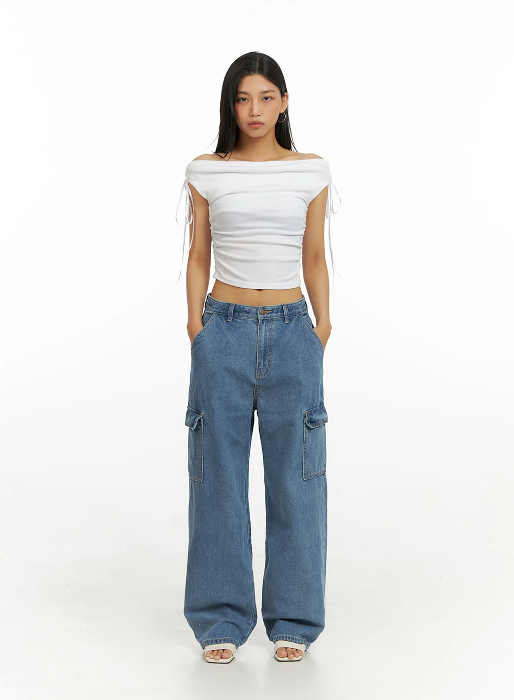 Low Rise Cargo Jeans IU412 - Image 3