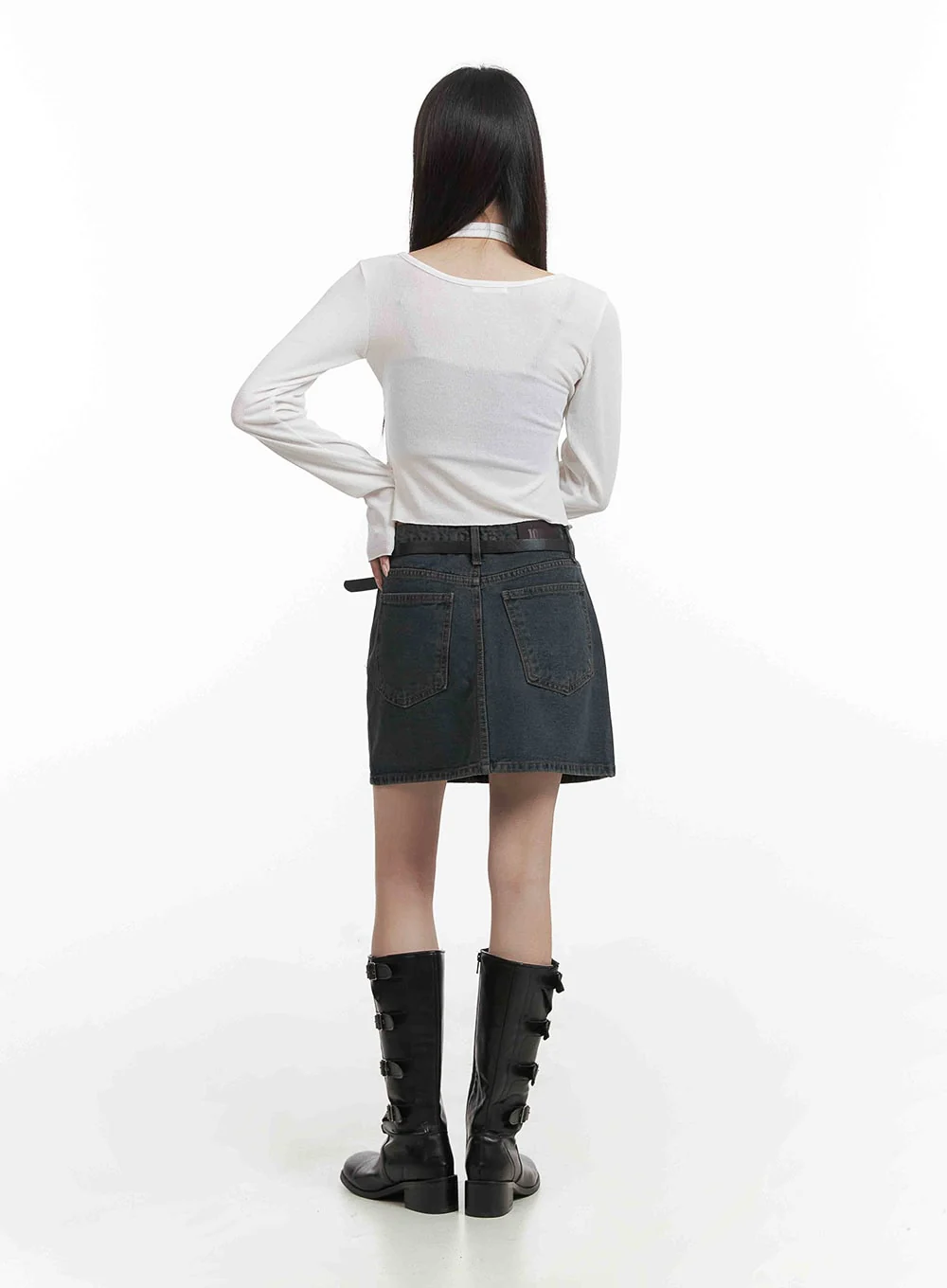 Low Wash Indigo Dream Denim Mini Skirt CY407 - Image 3