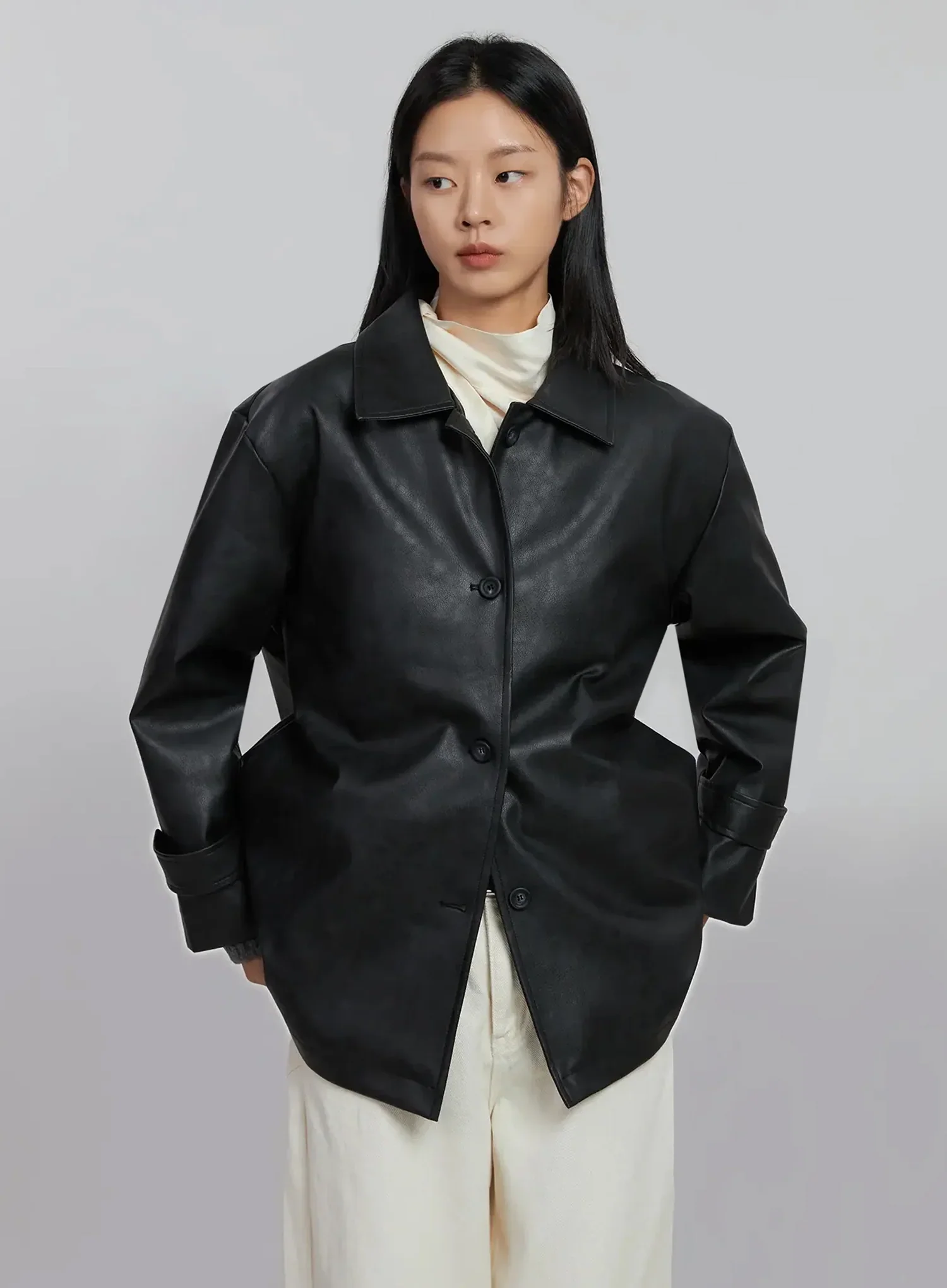 Matte Faux Leather Half Jacket ID504 - Image 4
