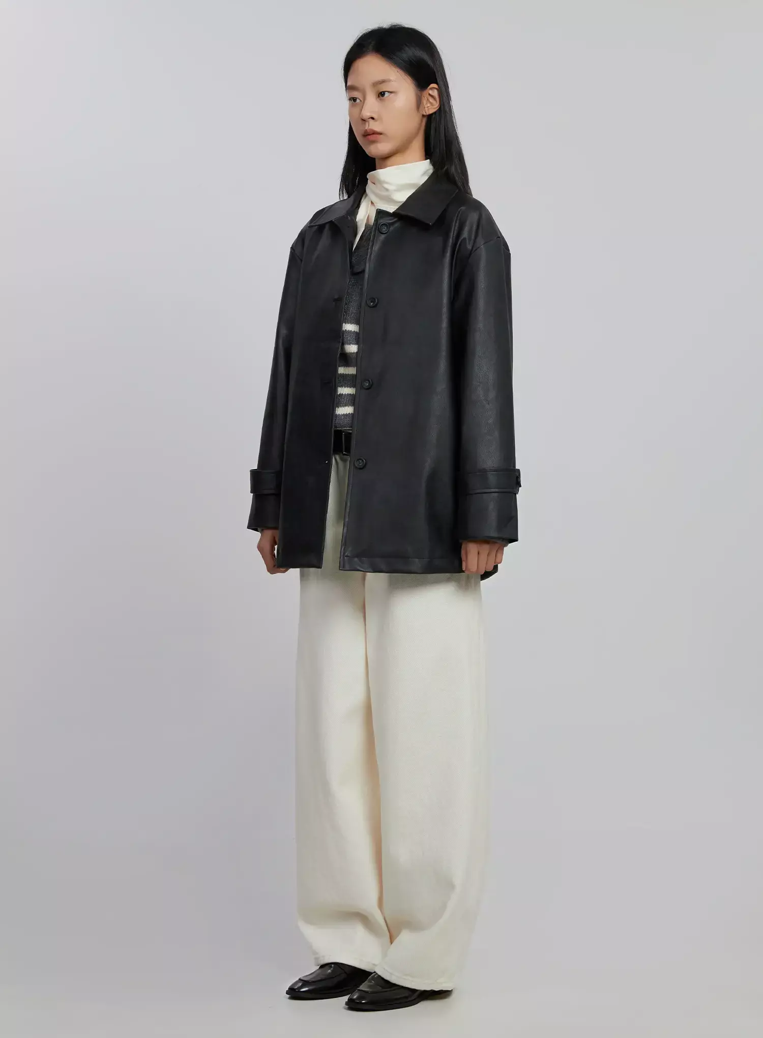 Matte Faux Leather Half Jacket ID504 - Image 9