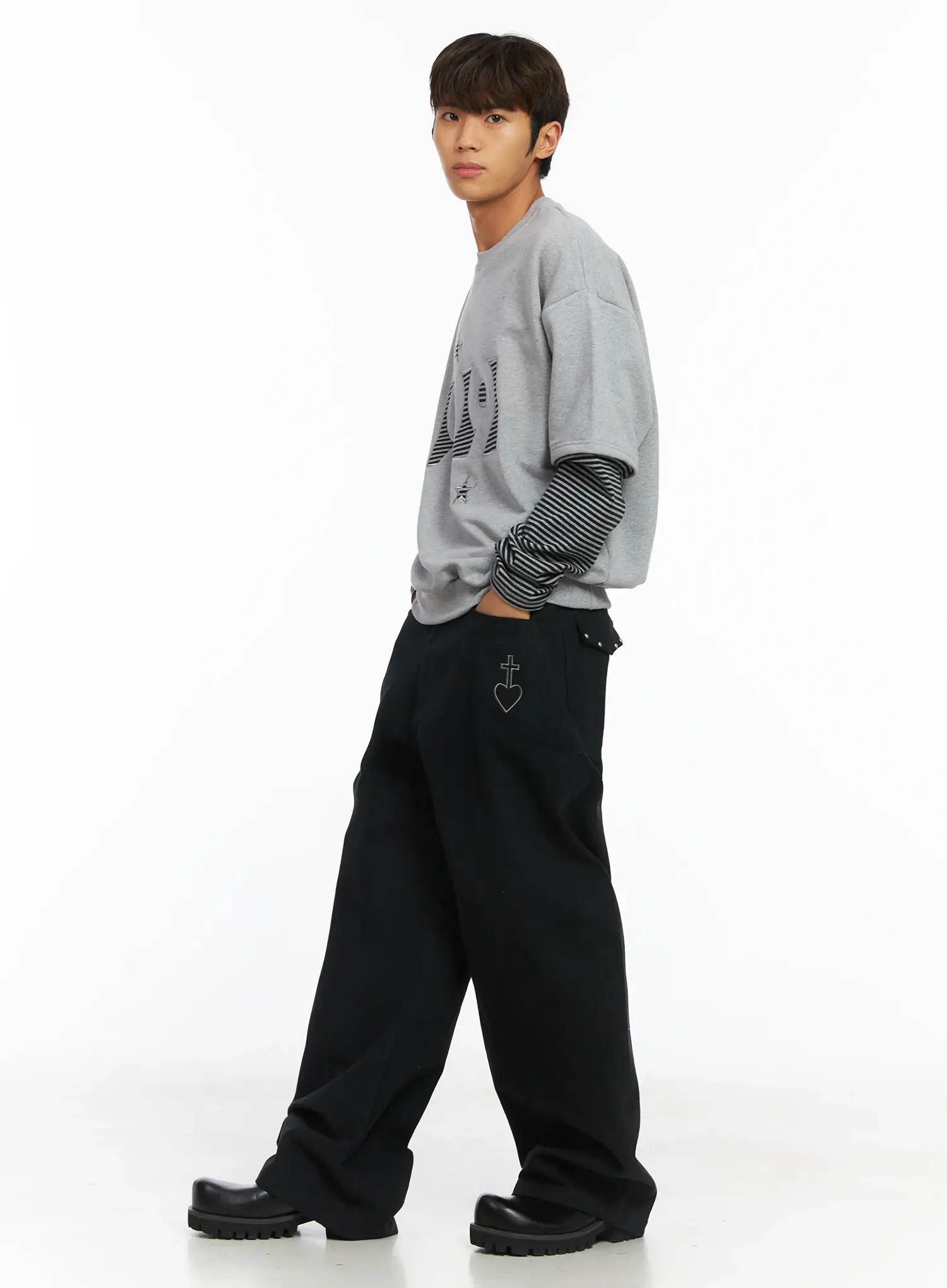 Men's 99 Layered Stripe Sweatshirt IJ514 - Image 11