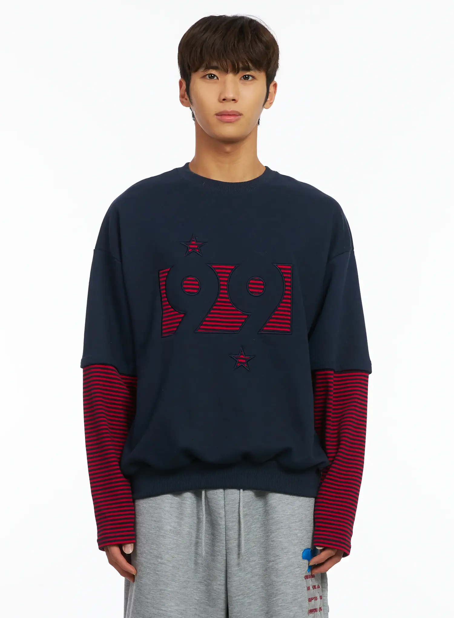 Men's 99 Layered Stripe Sweatshirt IJ514 - Image 12