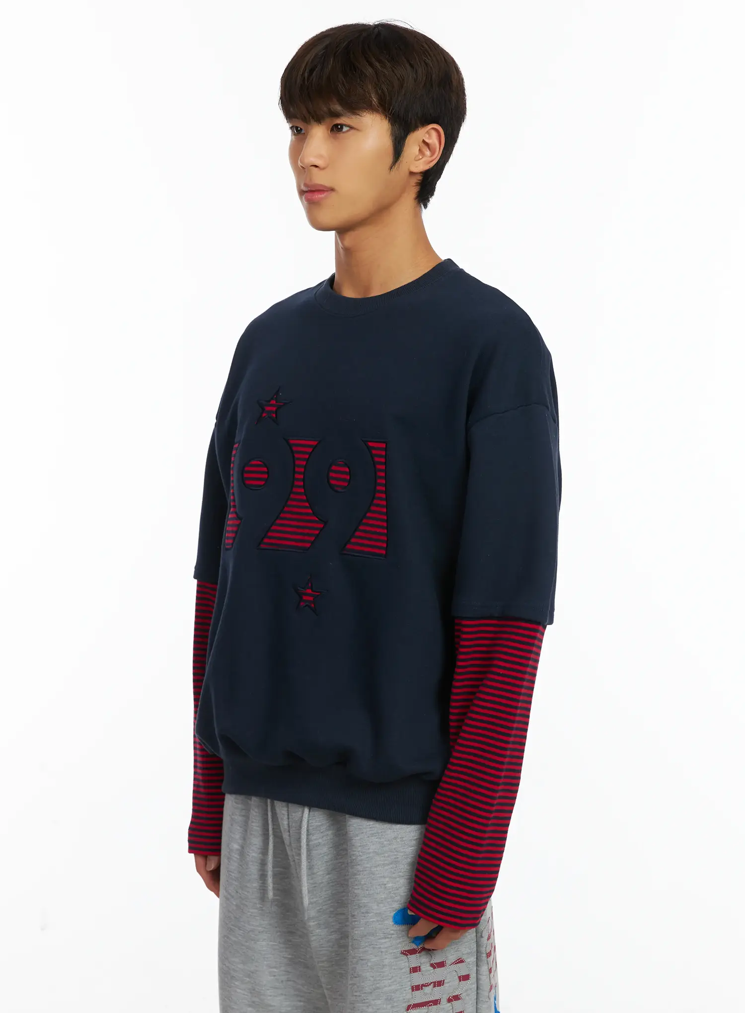 Men's 99 Layered Stripe Sweatshirt IJ514 - Image 4