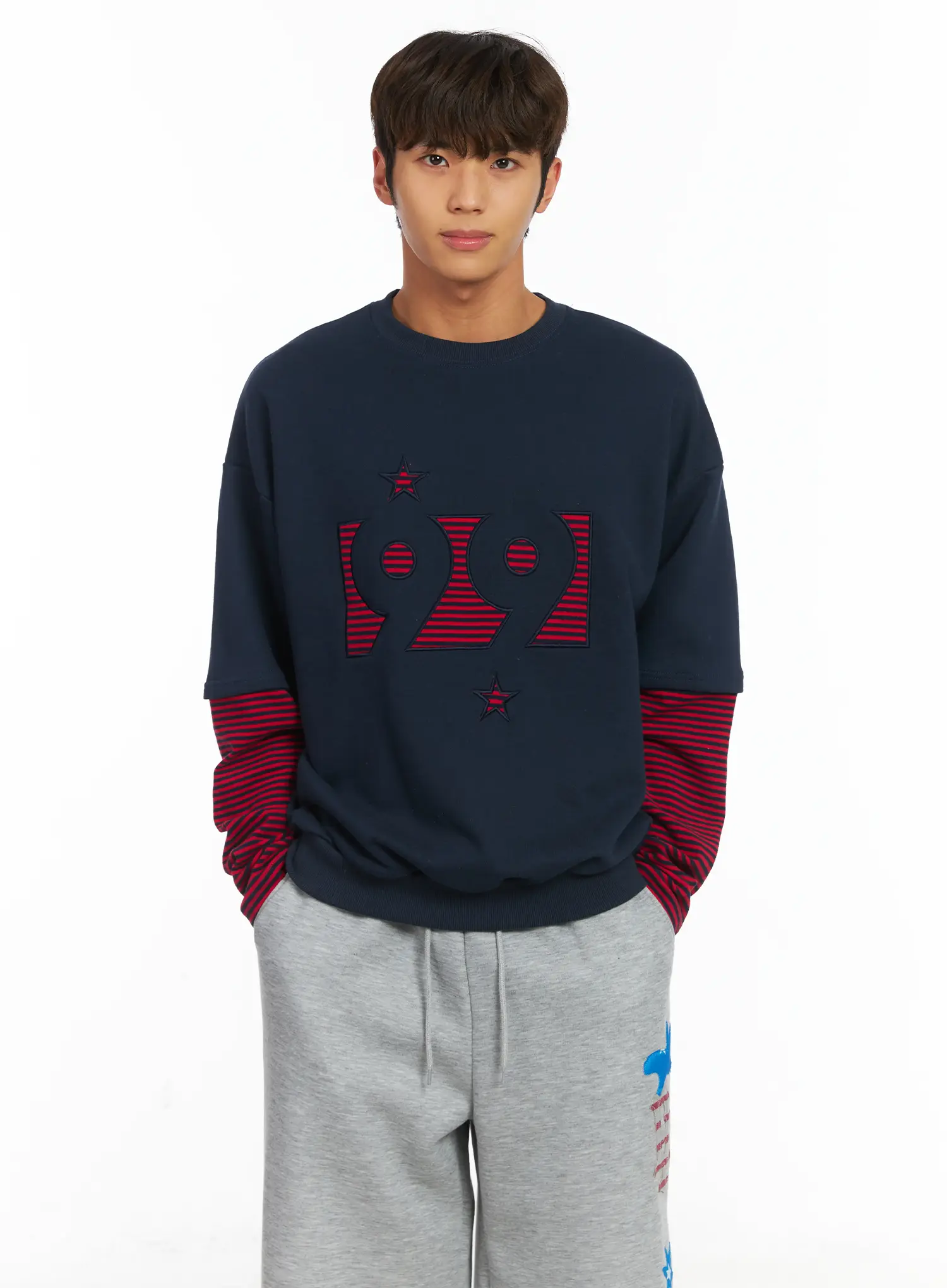 Men's 99 Layered Stripe Sweatshirt IJ514 - Image 6