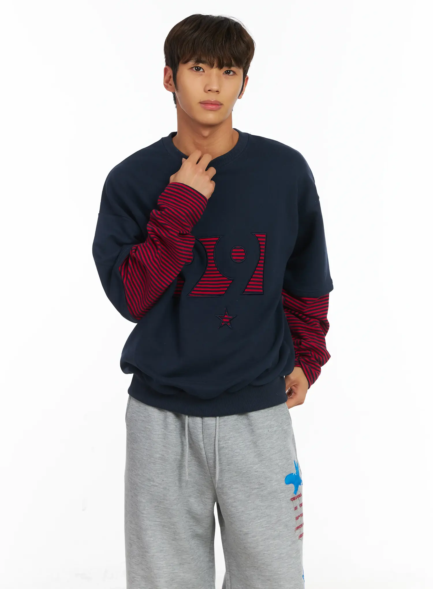 Men's 99 Layered Stripe Sweatshirt IJ514 - Image 7
