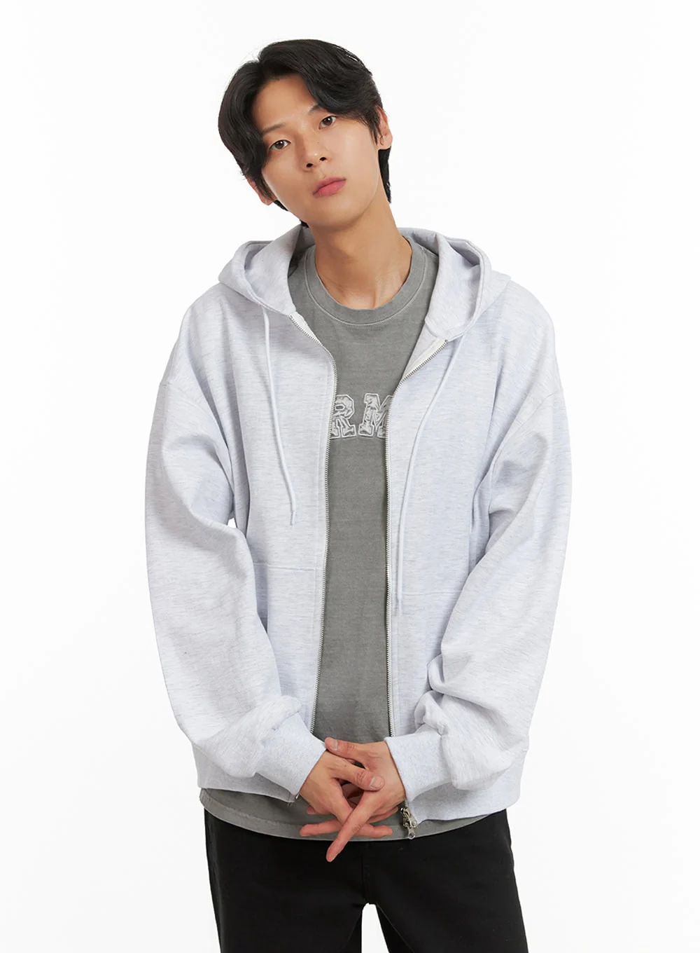 Men's Basic Hoodie Jacket (White) IY416 - Image 4