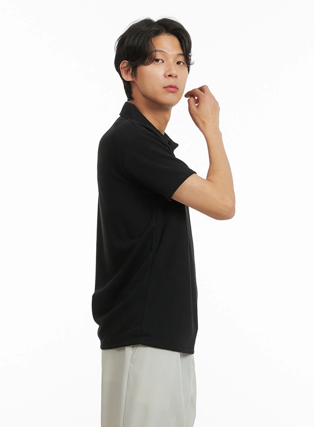 Men's Basic Short Sleeve Polo Shirt (Black) IY424 - Image 4