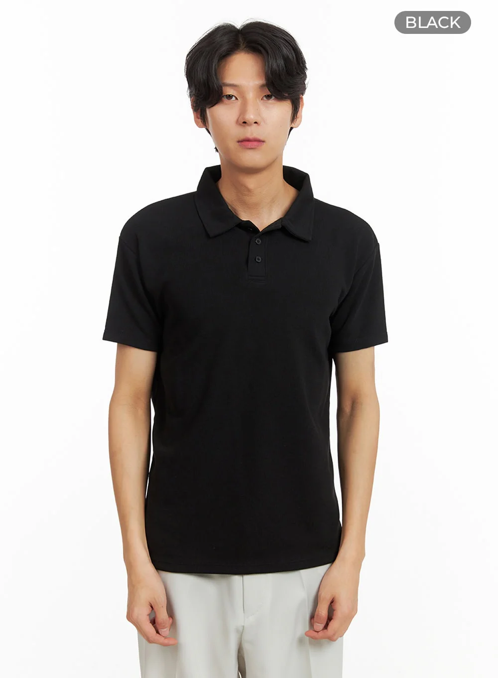 Men's Basic Short Sleeve Polo Shirt (Black) IY424 - Image 8