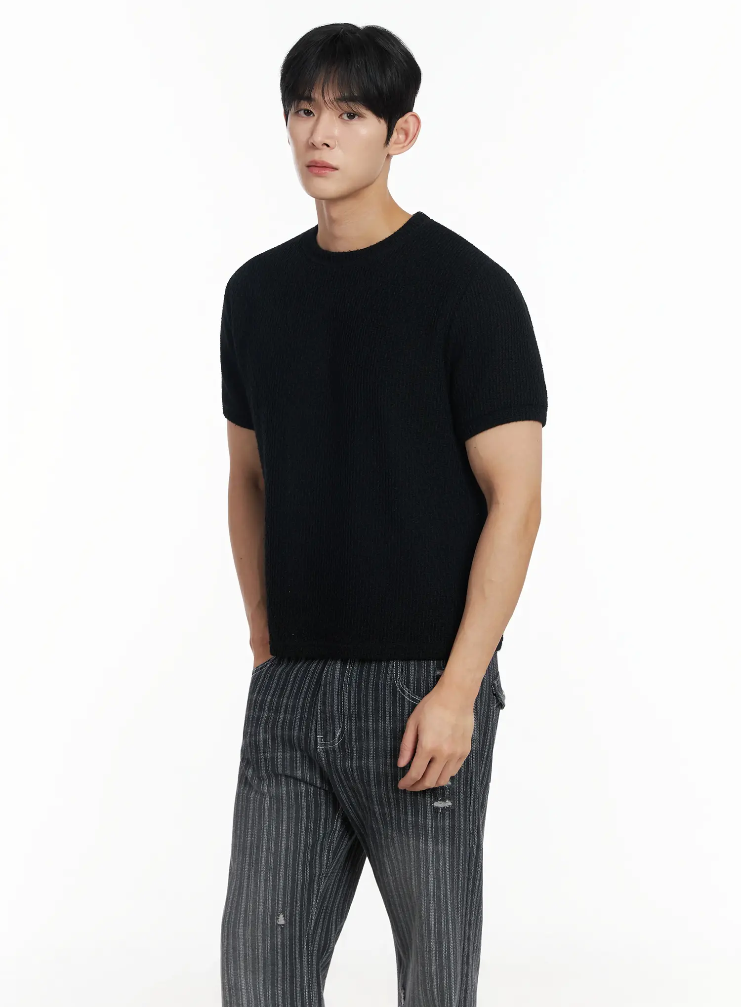 Men's Basic Waffle Knit Tee IF516