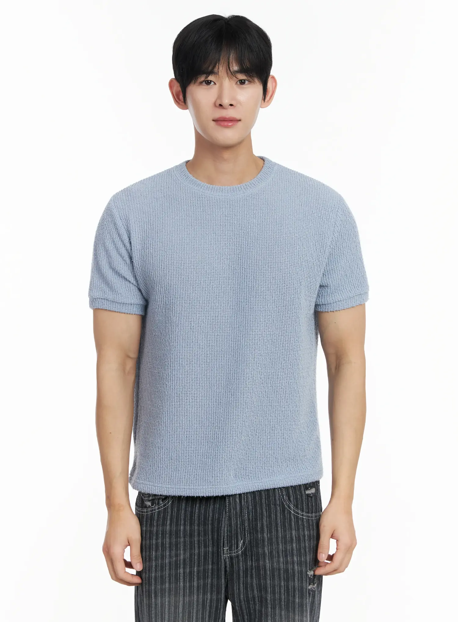 Men's Basic Waffle Knit Tee IF516 - Image 10