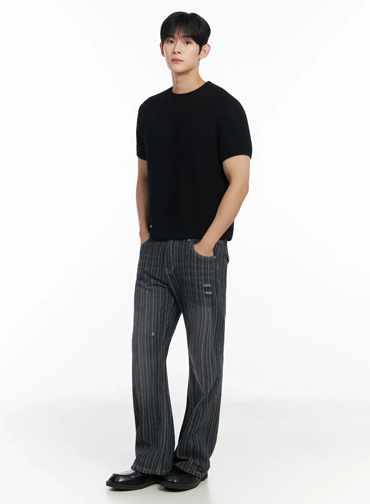 Men's Basic Waffle Knit Tee IF516 - Image 2