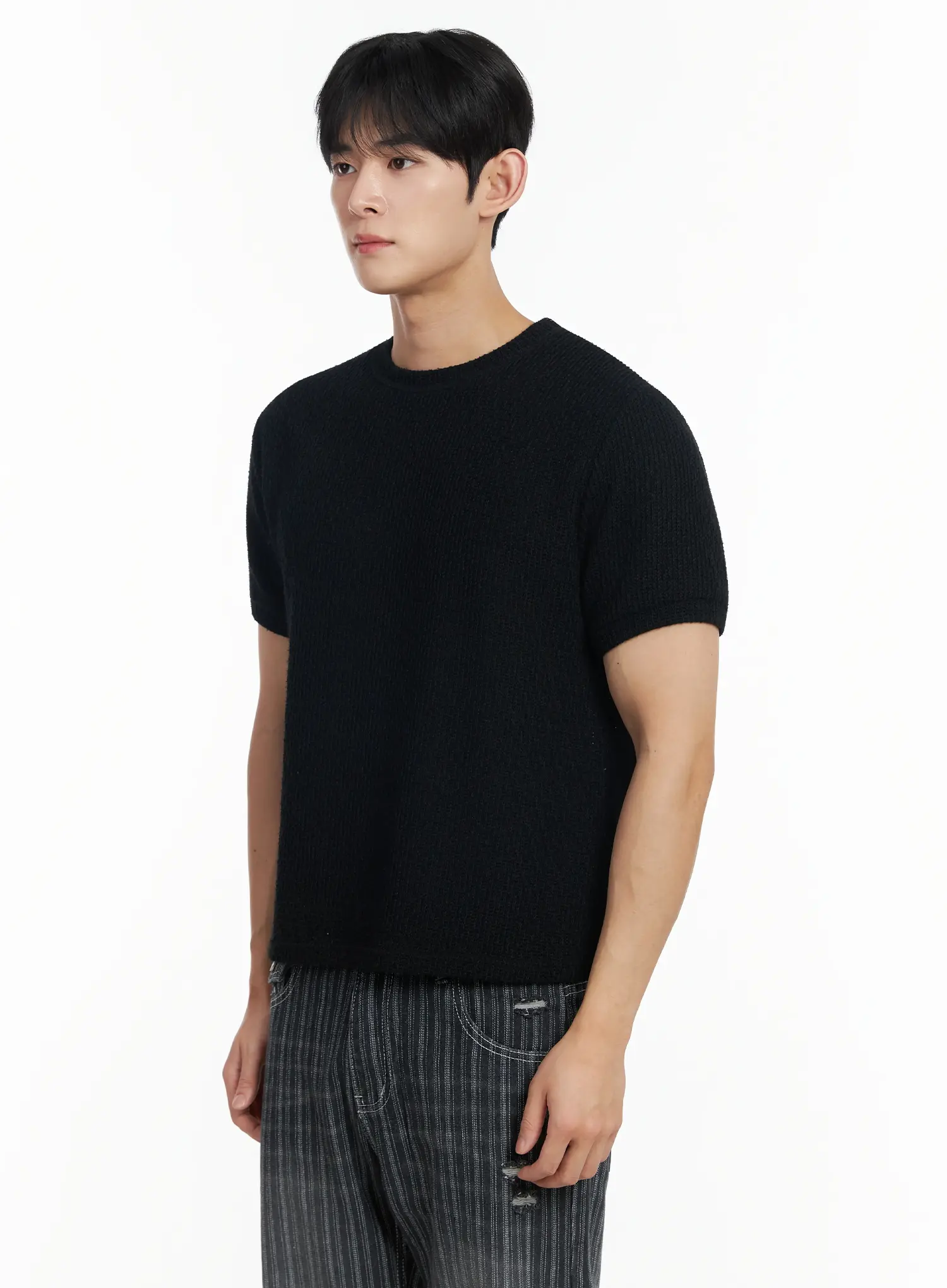 Men's Basic Waffle Knit Tee IF516 - Image 4