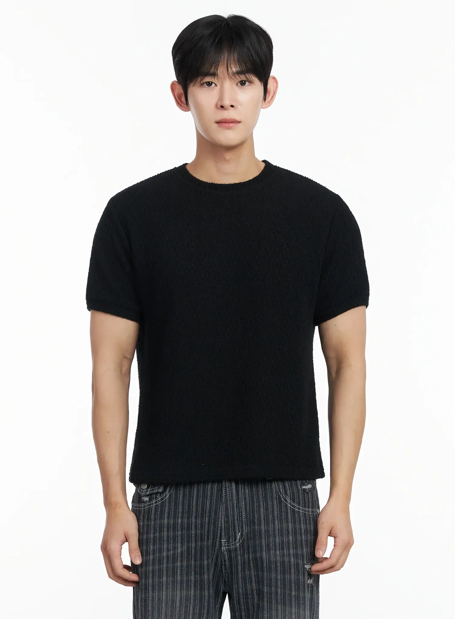 Men's Basic Waffle Knit Tee IF516 - Image 9