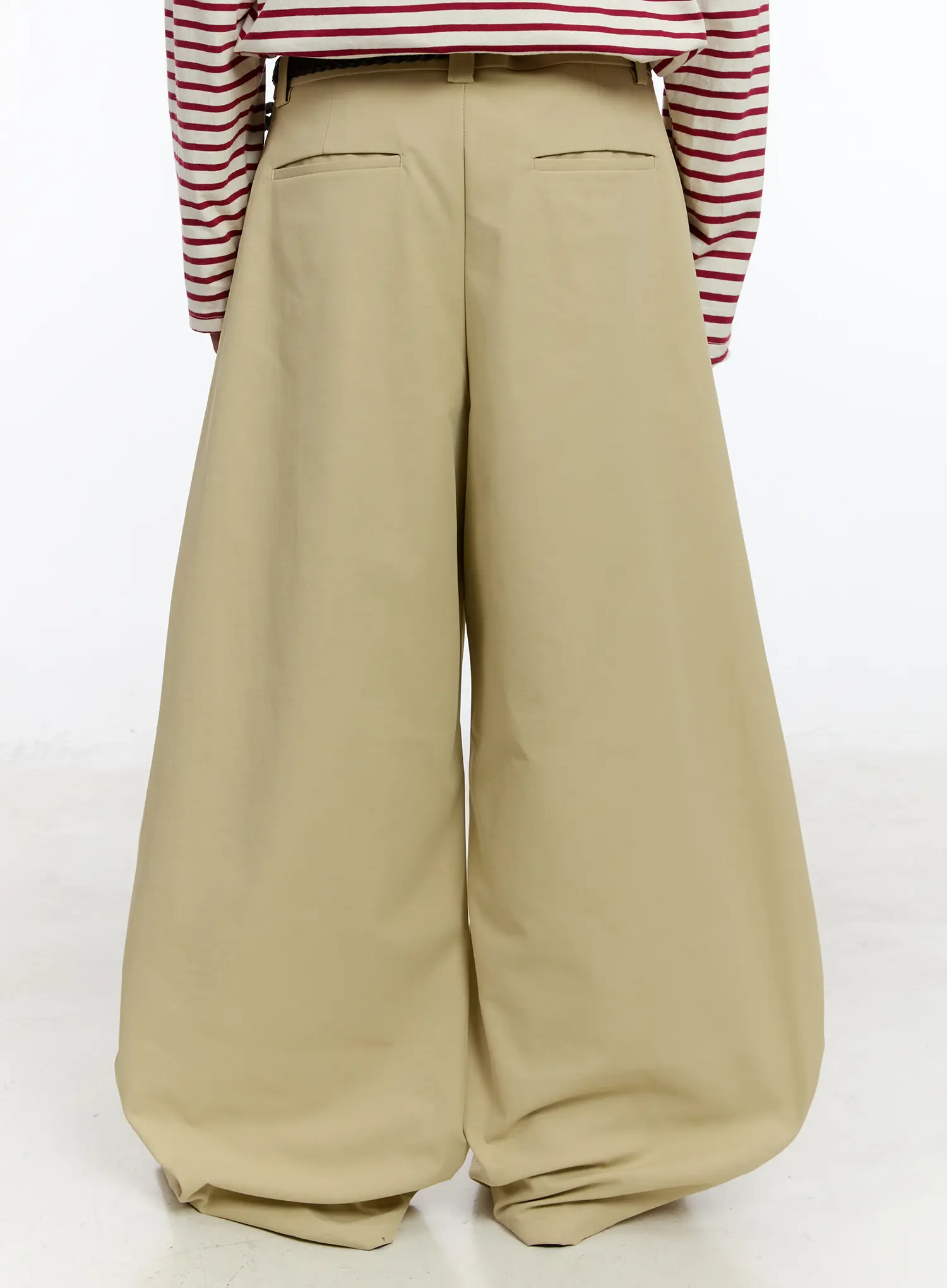 Men's Beige Wide Leg Pants IM530 - Image 8