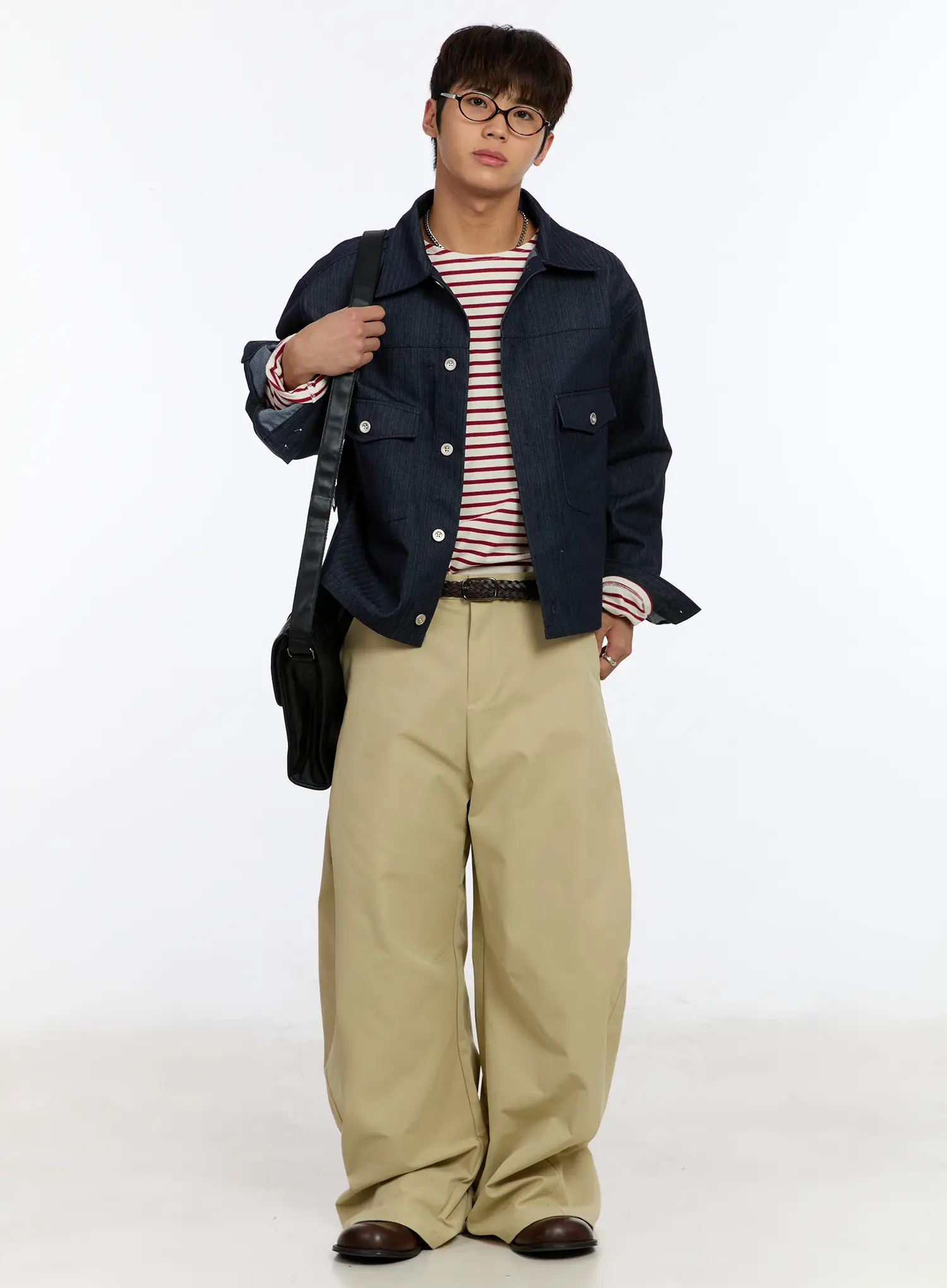 Men's Beige Wide Leg Pants IM530 - Image 9